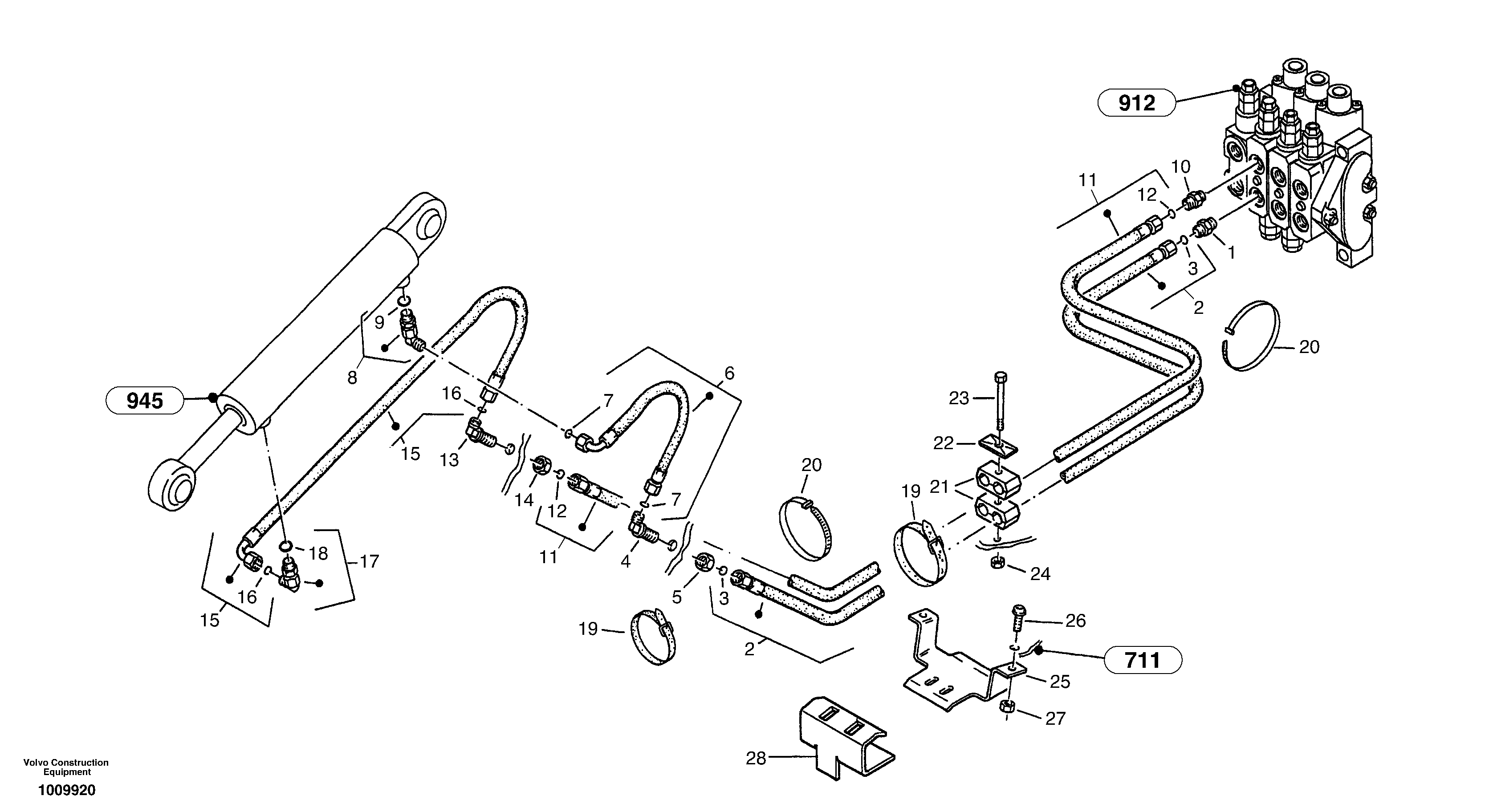 Hydraulic lines - tilt hydraulic — volvo parts diagram