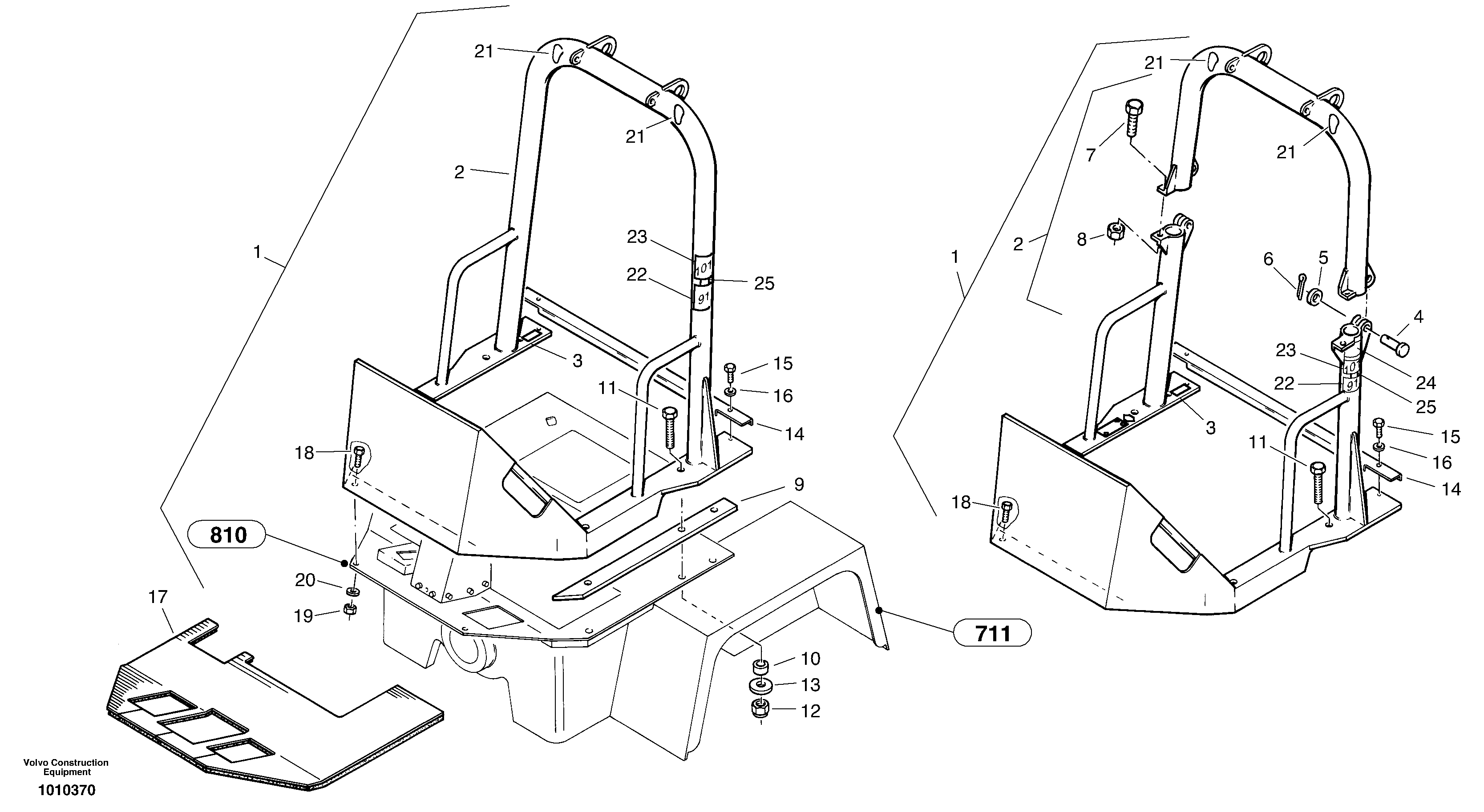 Roll-over bar  2806703, 2808111 — volvo parts diagram