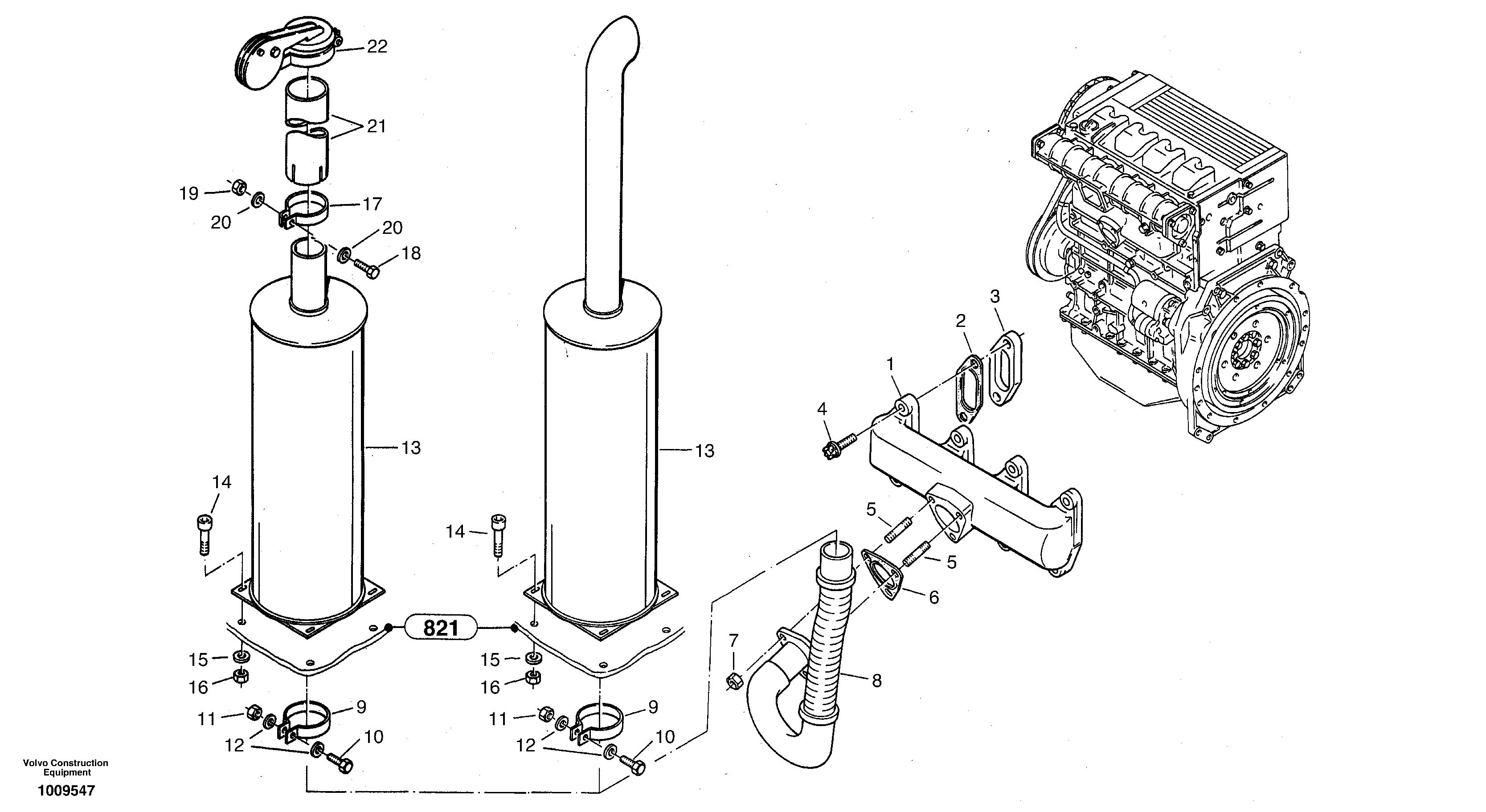 Exhaust system — volvo parts diagram