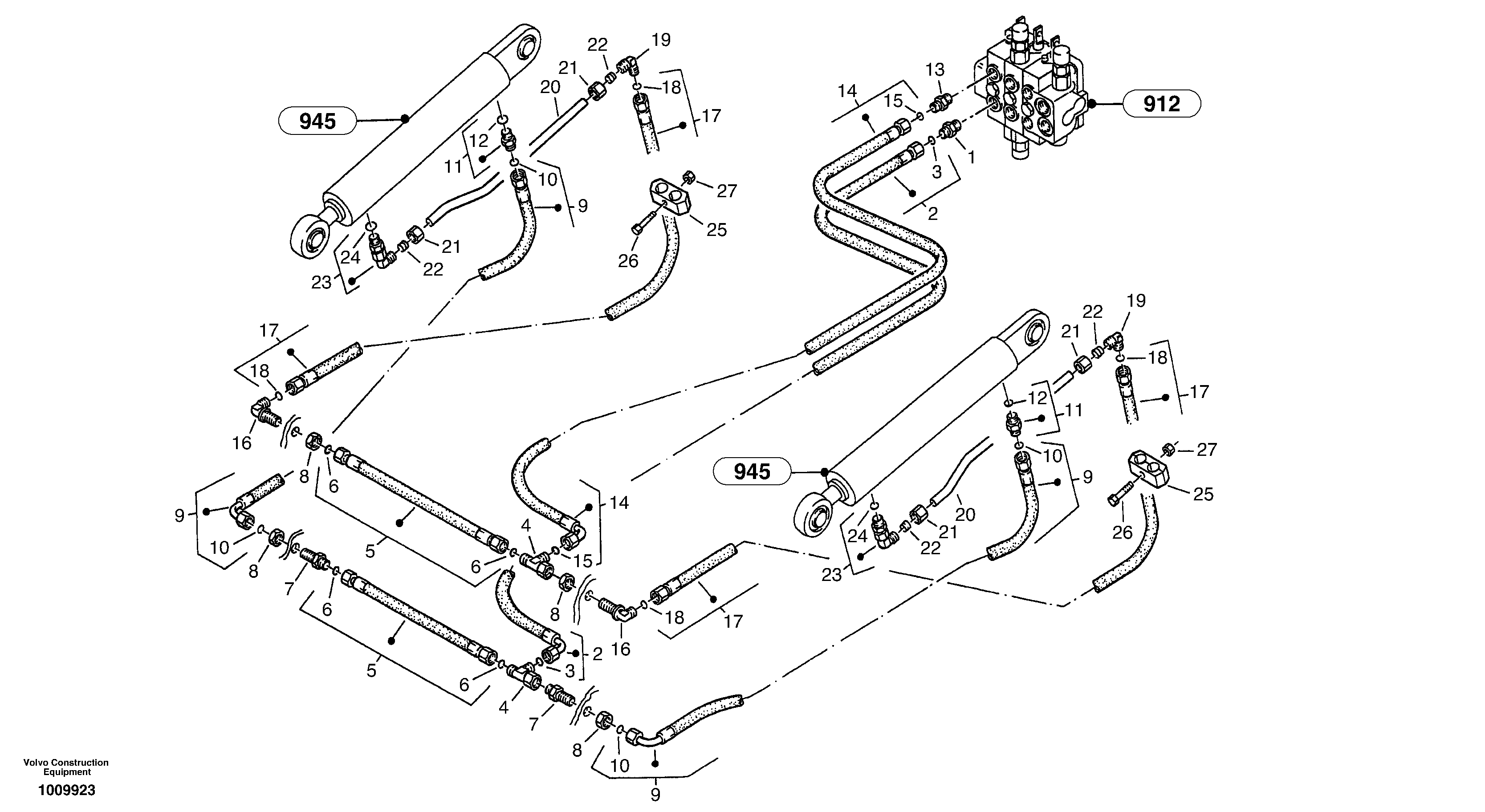 Hydraulic lines - lift hydraulic — volvo parts diagram