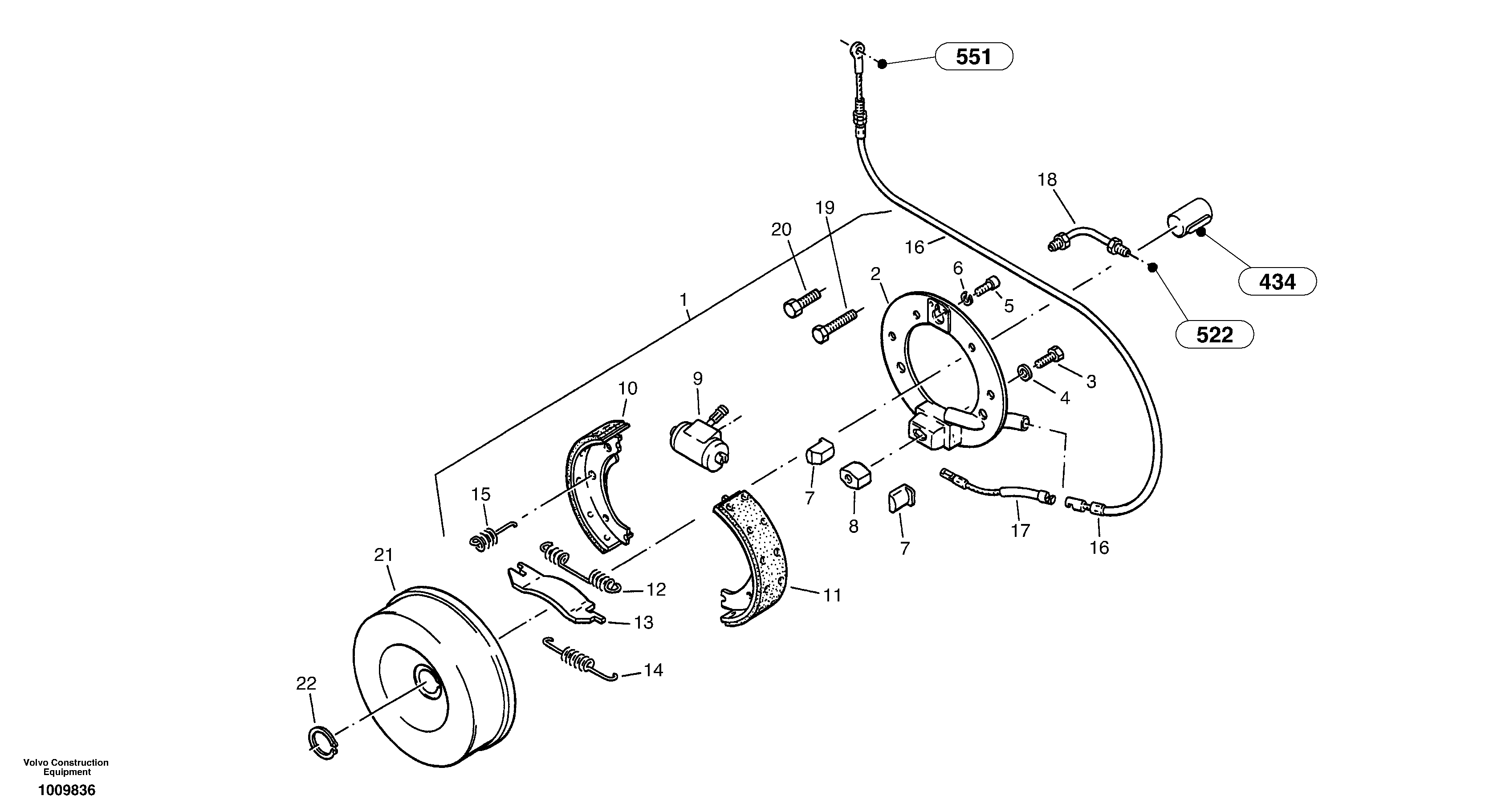Drum brake, rear — volvo parts diagram