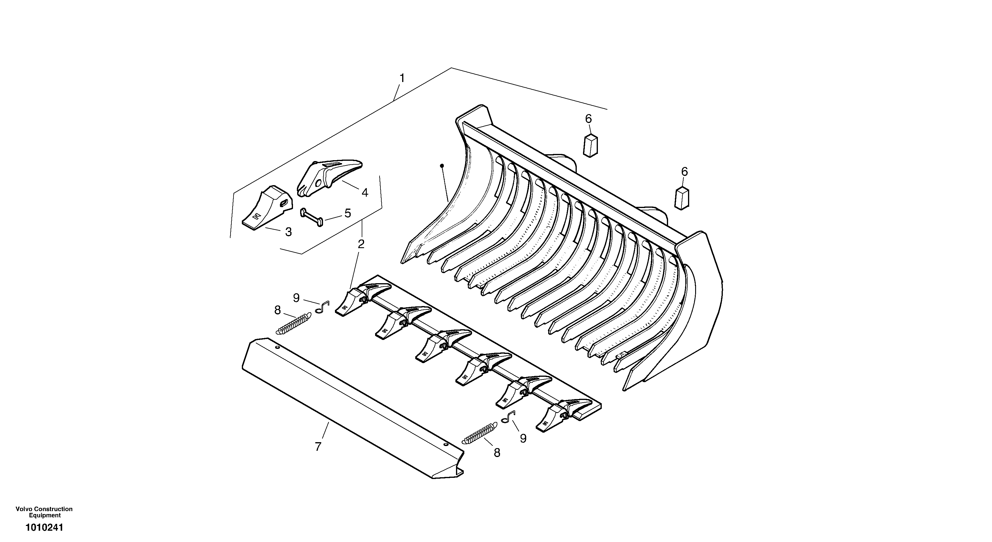 Bucket with teeth  4418626, 4419435 — volvo parts diagram