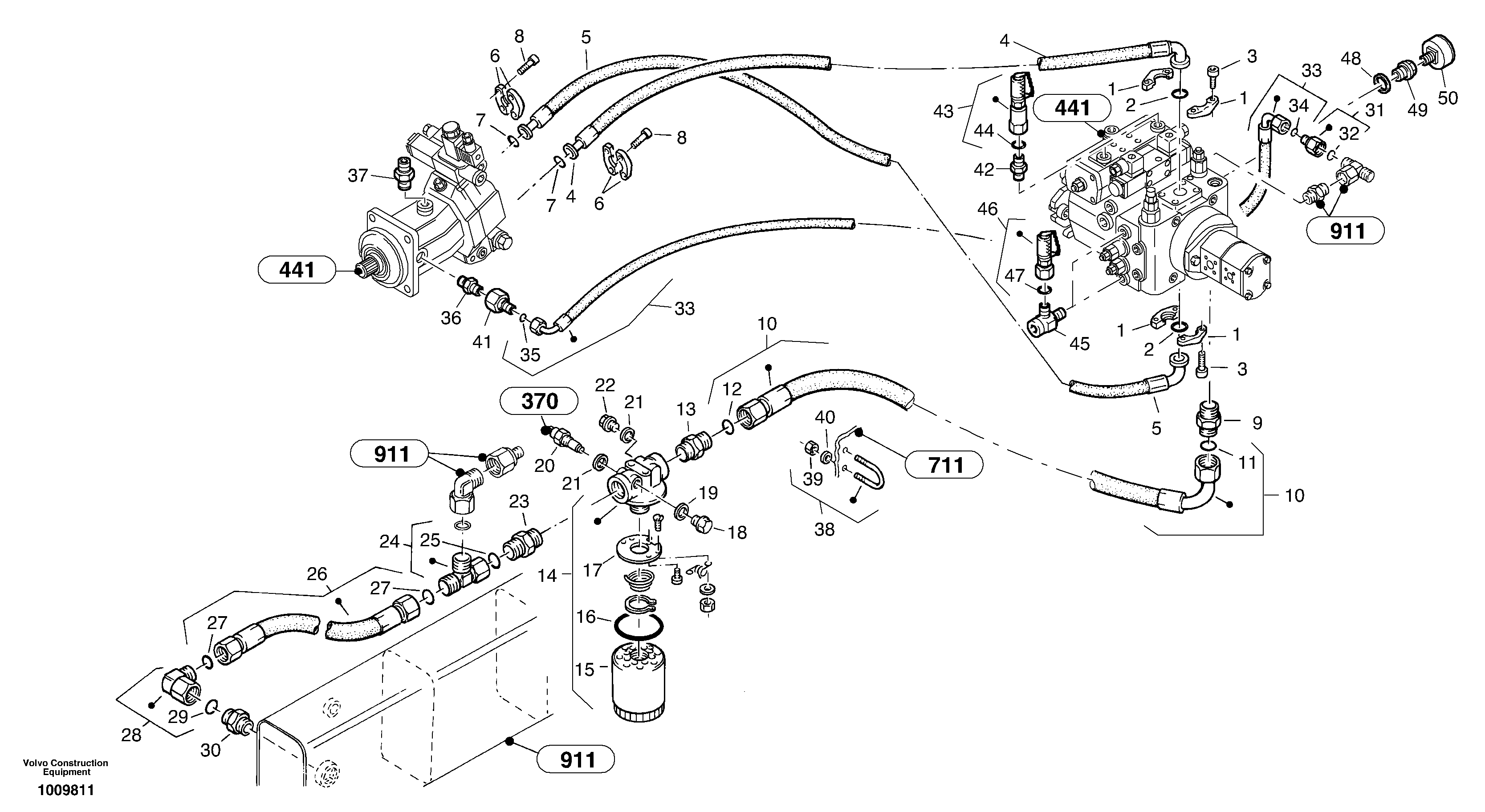Lines - hydrostatic drive — volvo parts diagram