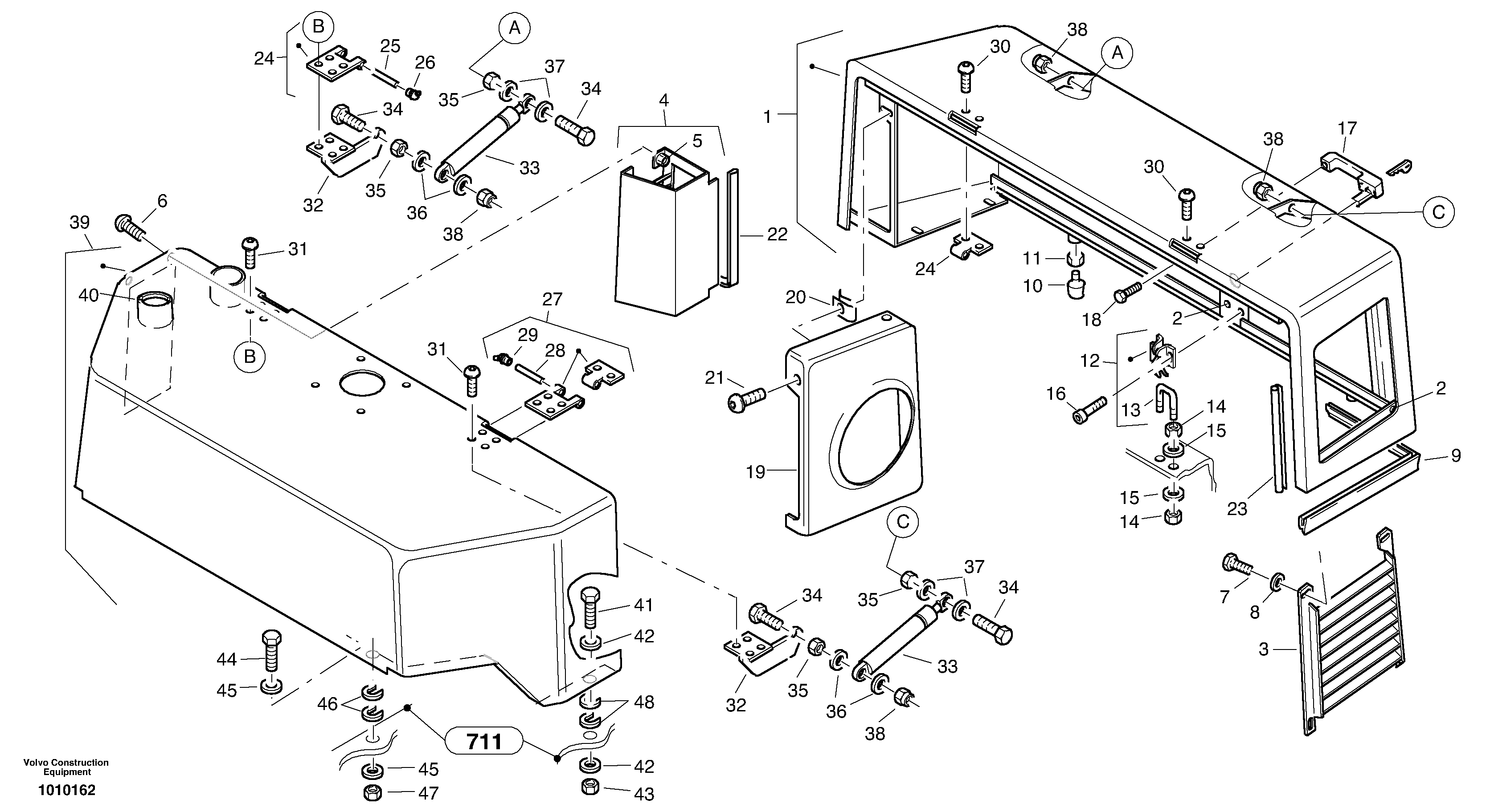 Engine hood — volvo parts diagram