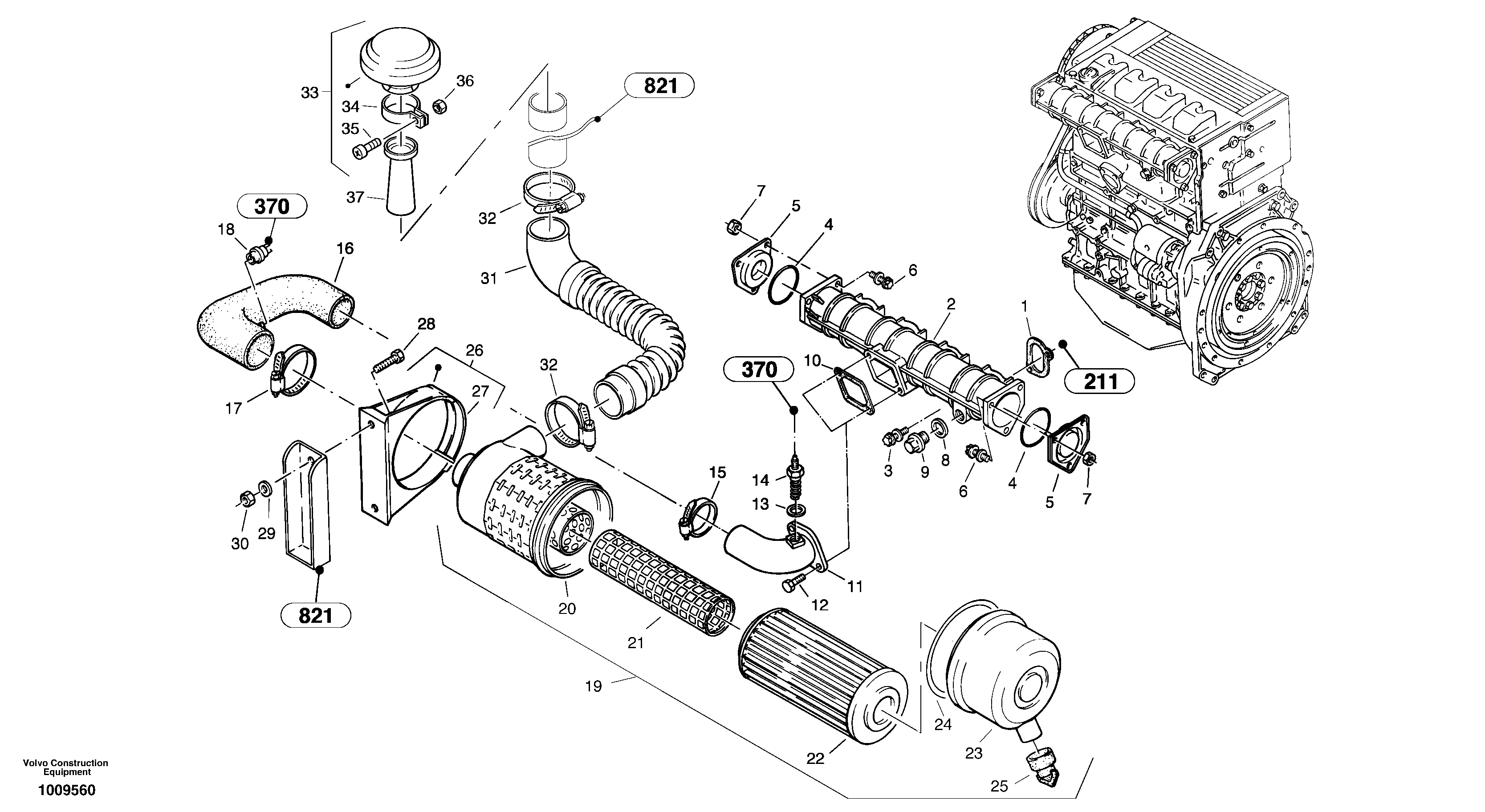 Suction system, filter — volvo parts diagram
