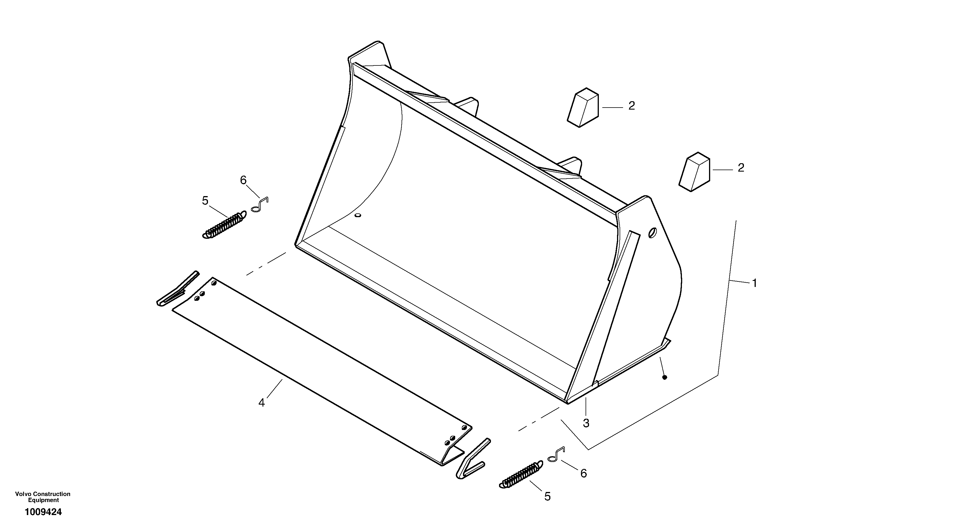 Bucket without teeth  4417639, 2802186, 4418460, 4418470, 4418421 — volvo parts diagram