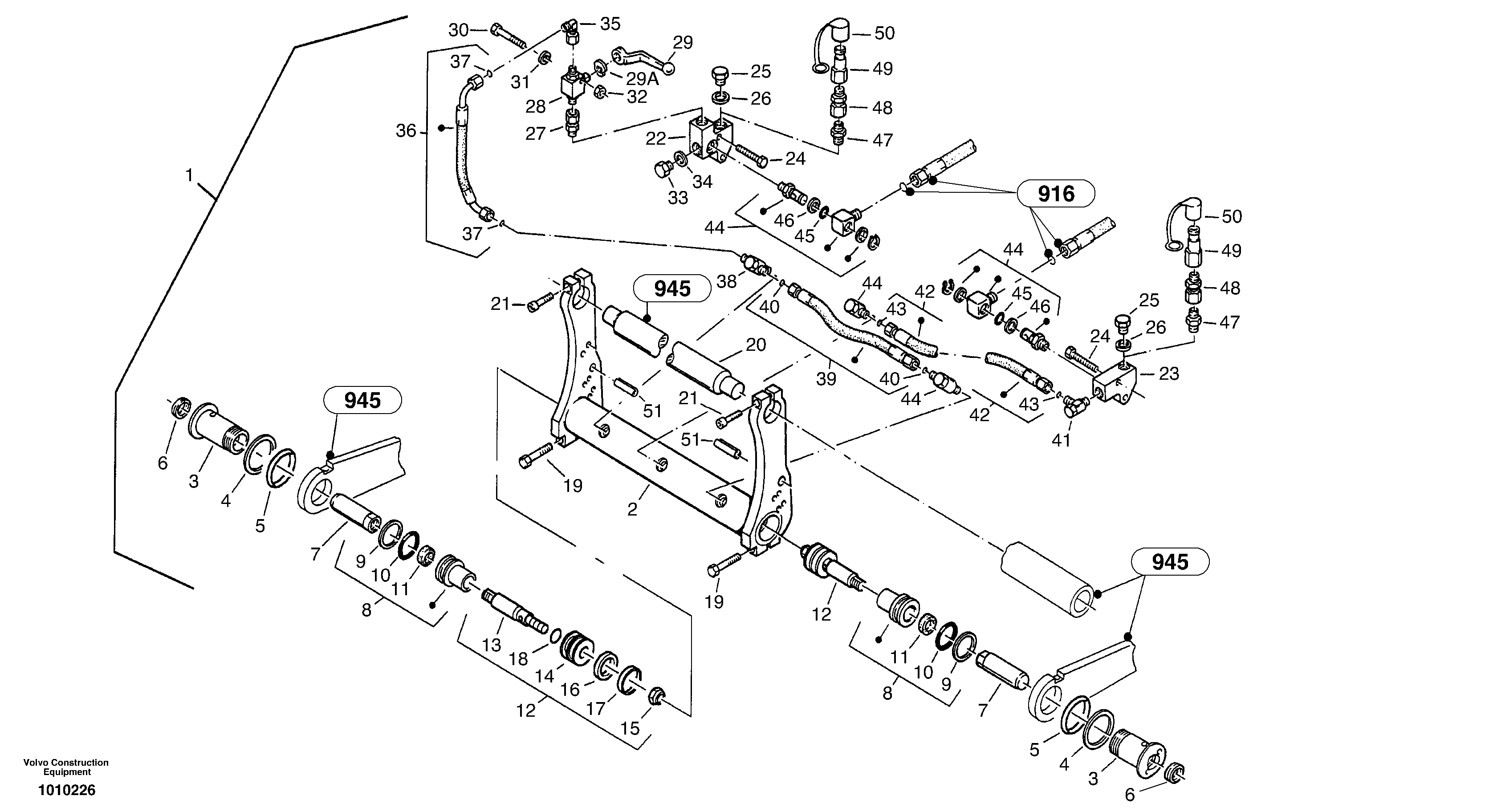 Attachment mounting plate - Quick change, hydraulic — volvo parts diagram