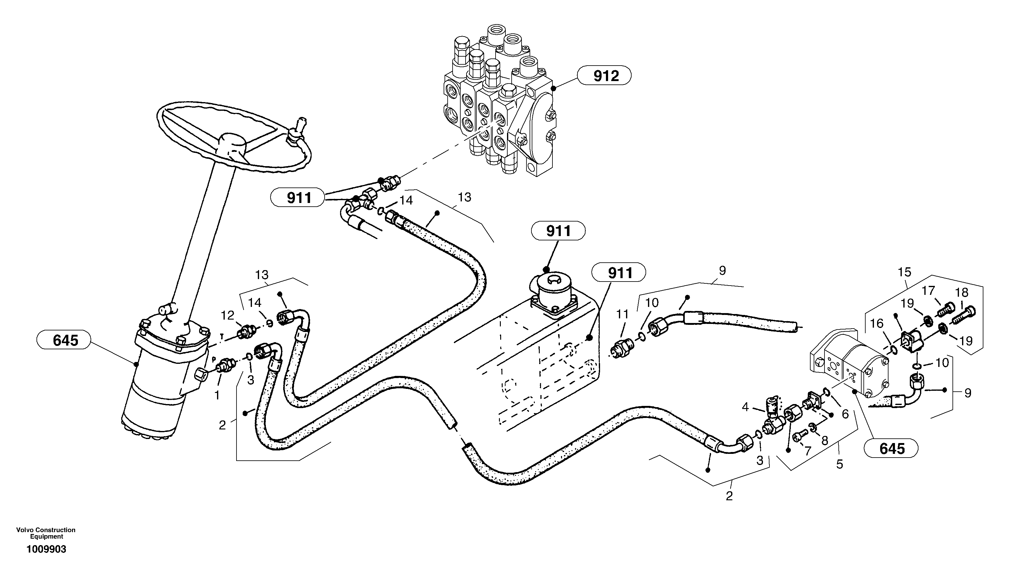 Steering-hydraulic equipment - rear vehicle — volvo parts diagram