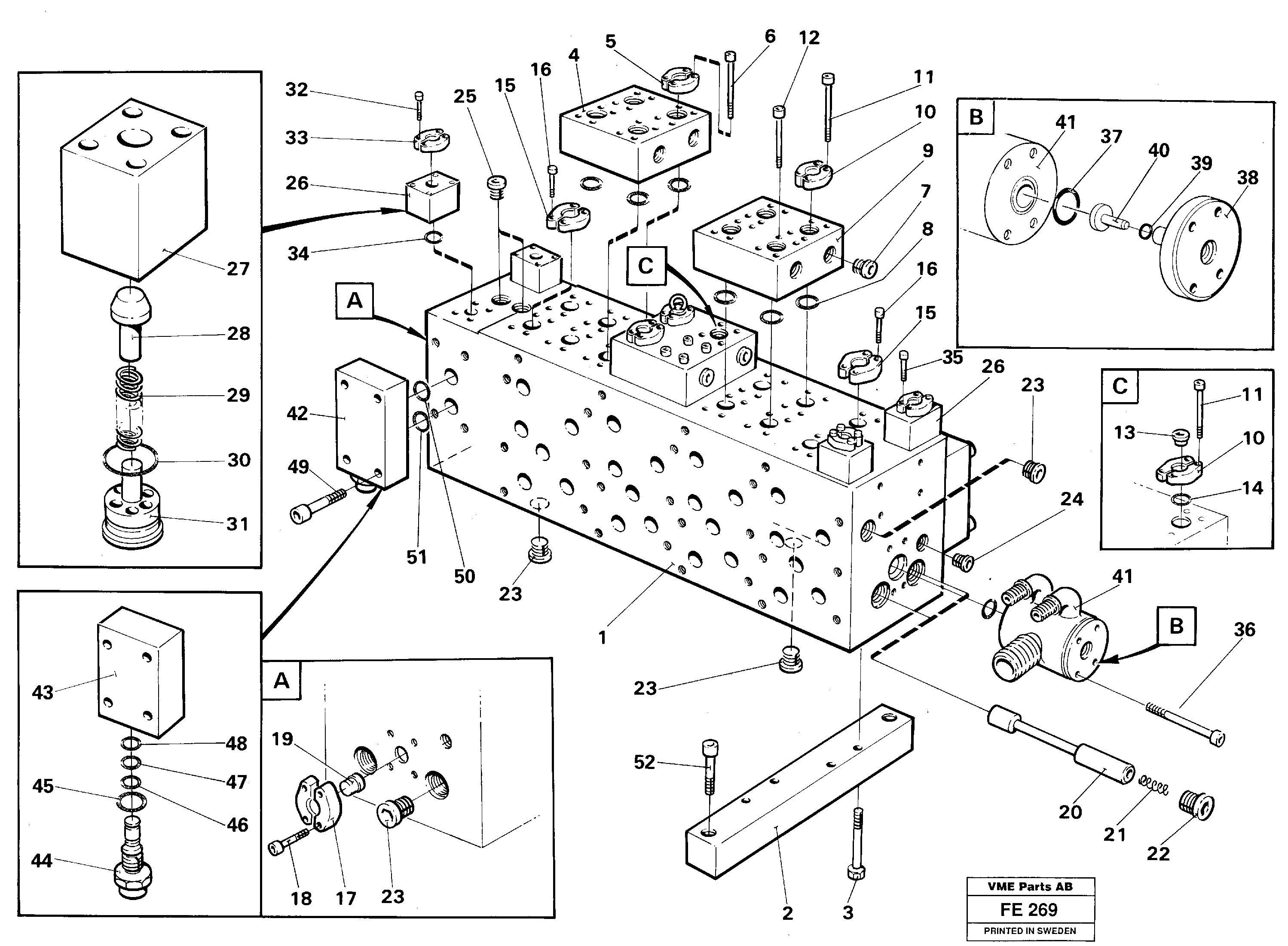 Main valve assembly, assembly block — volvo parts diagram