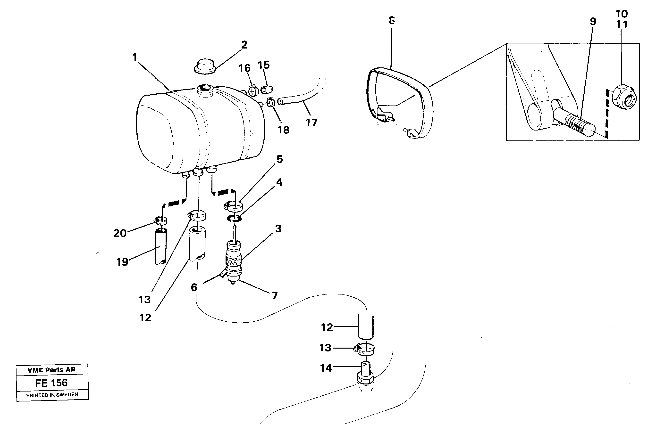 Expansion tank with fitting parts — volvo parts diagram