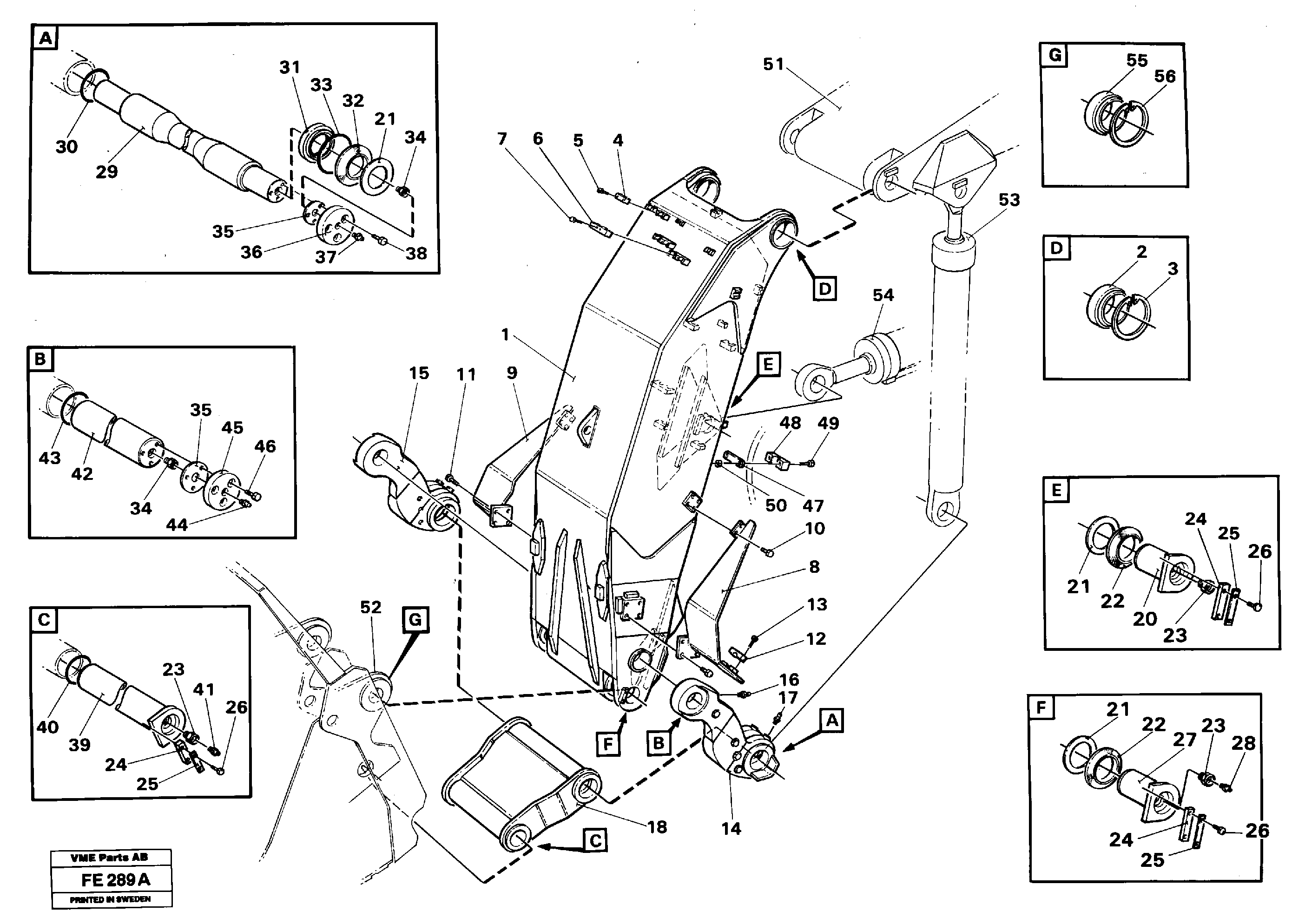 Dipper arm for face shovel equipment incl connections  14258436 — volvo parts diagram