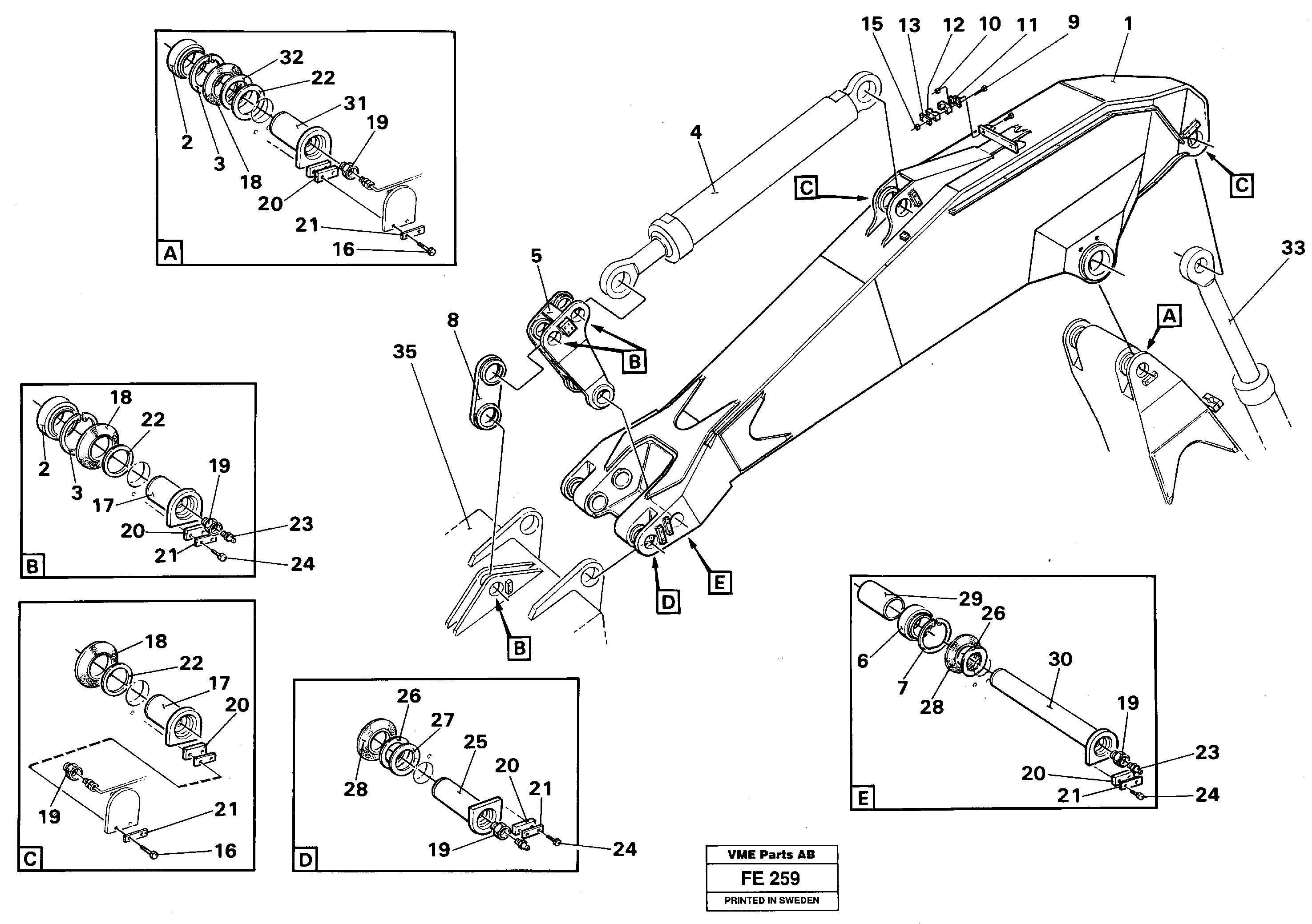 Backhoe dipper incl. connections, 4.0 m  14257364 — volvo parts diagram
