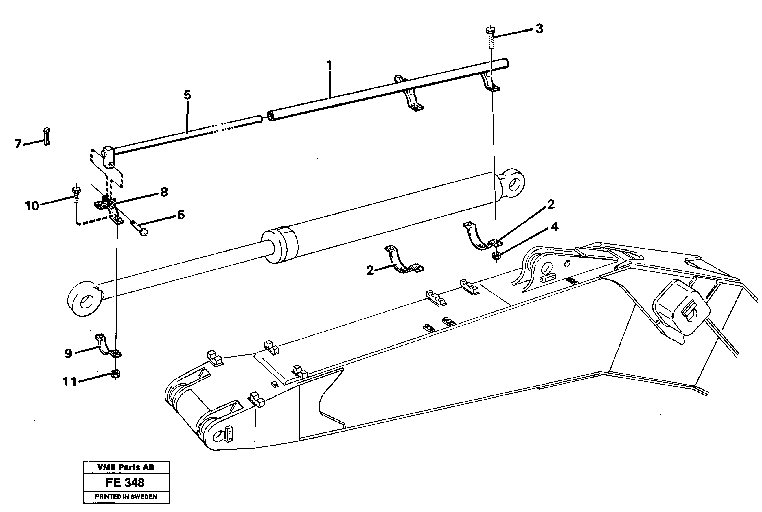 Spark guard, dipper cylinder  14249901 — volvo parts diagram