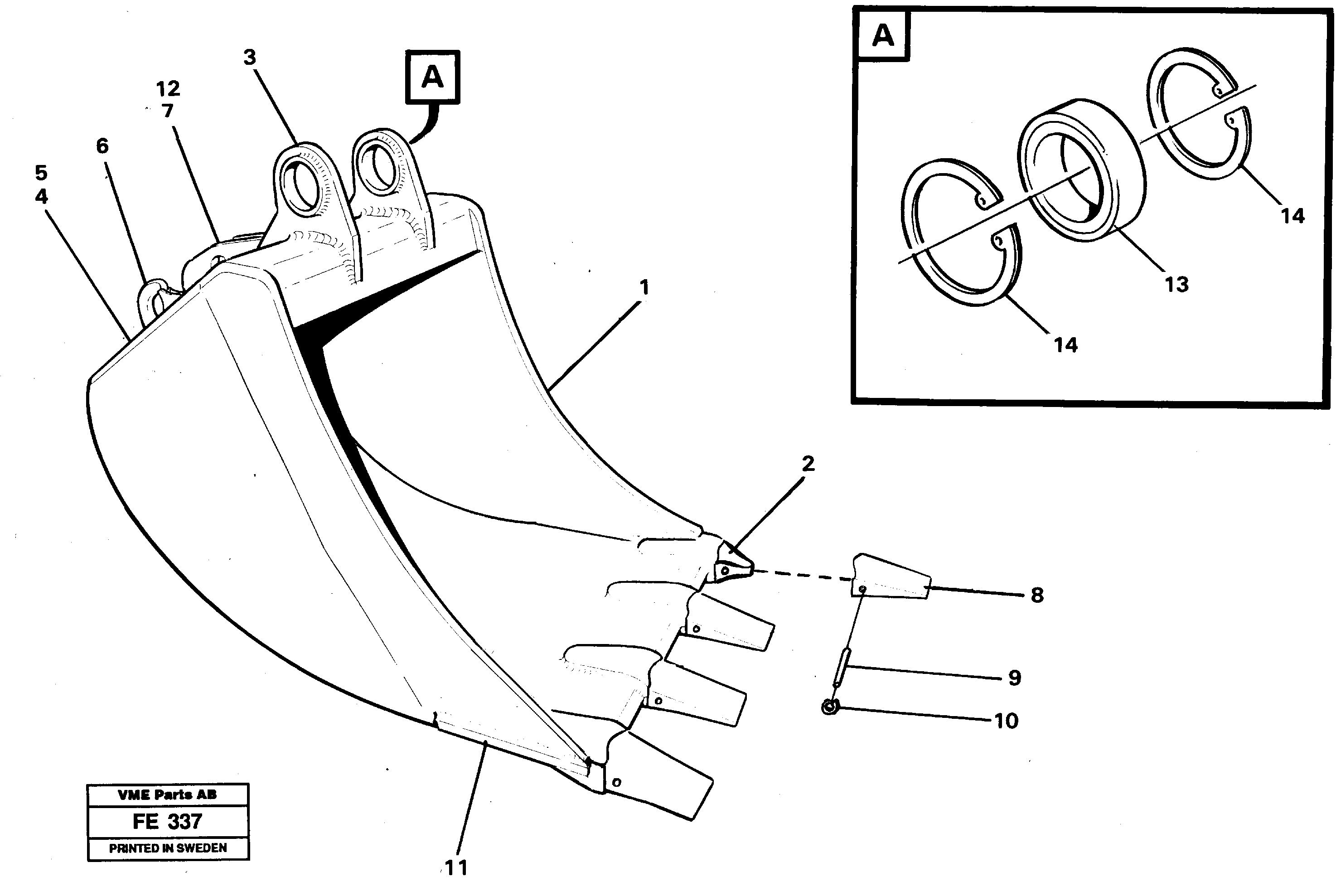 Backhoe buckets Me  14255715. 14261271, 14257810. 14261268 — volvo parts diagram