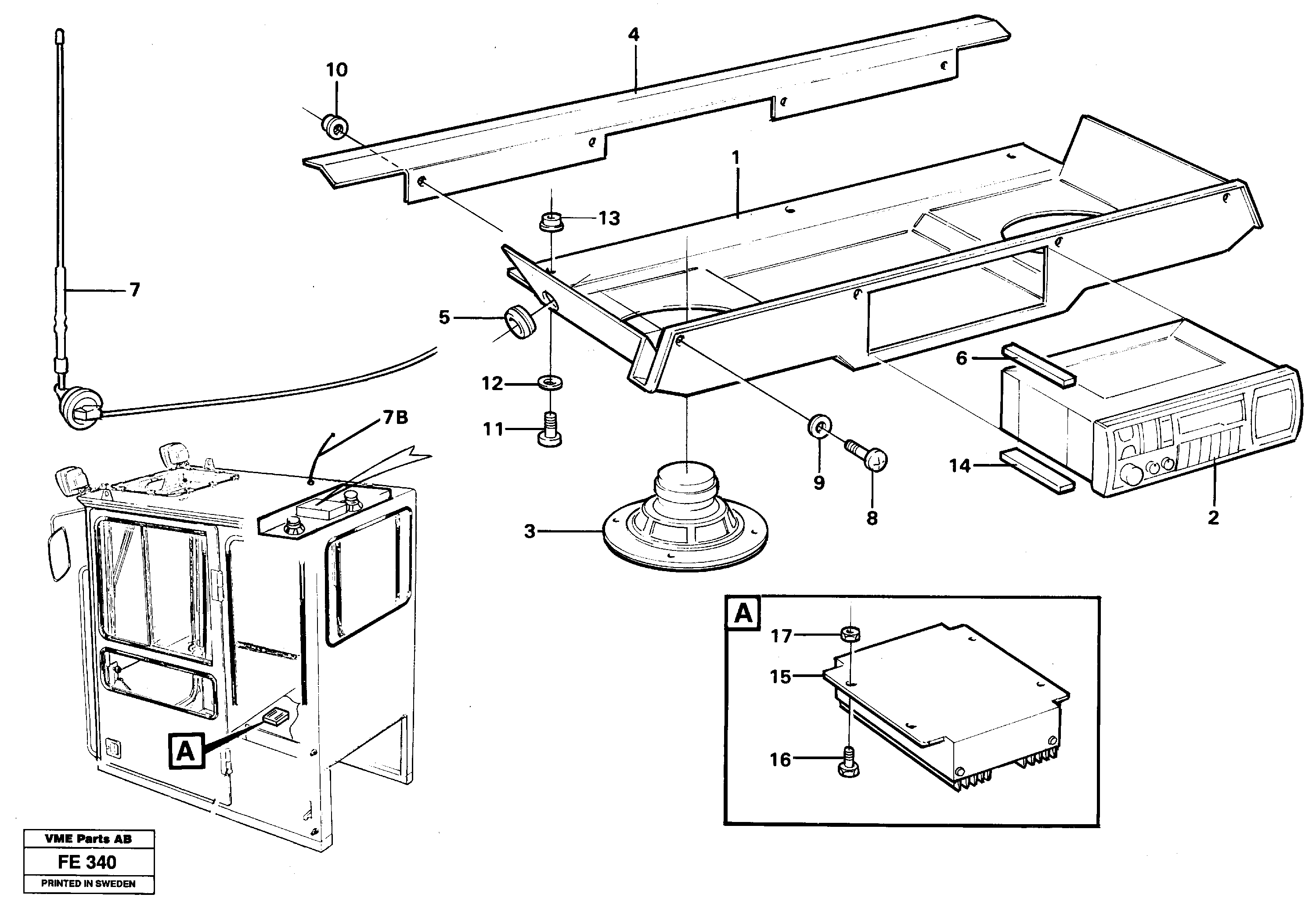 Radio installation Converter  14245382, 14261162, 14261180 — volvo parts diagram