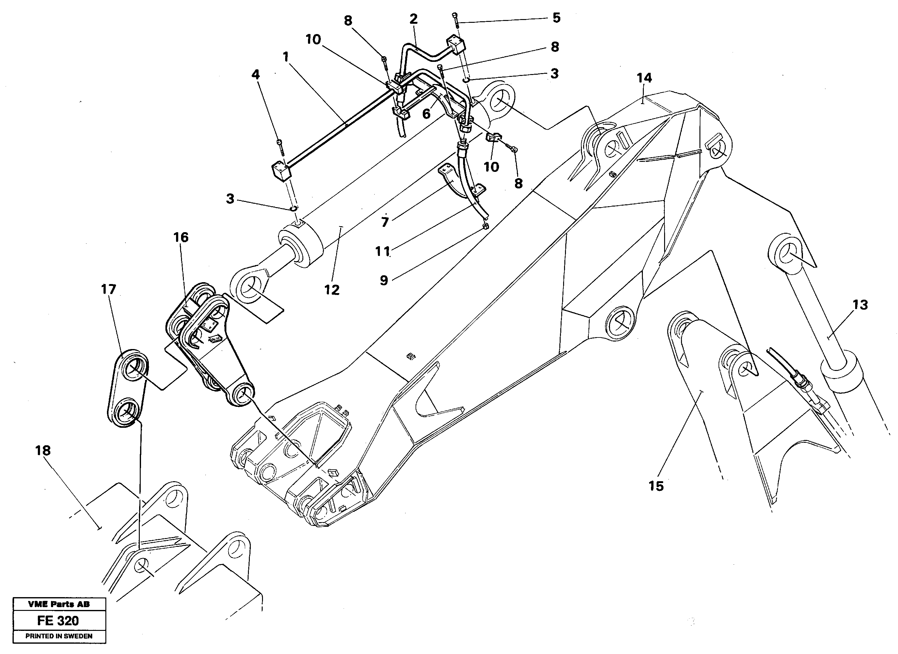 Hydraulic system, dipper arm, Mass Excavation  14252095 — volvo parts diagram