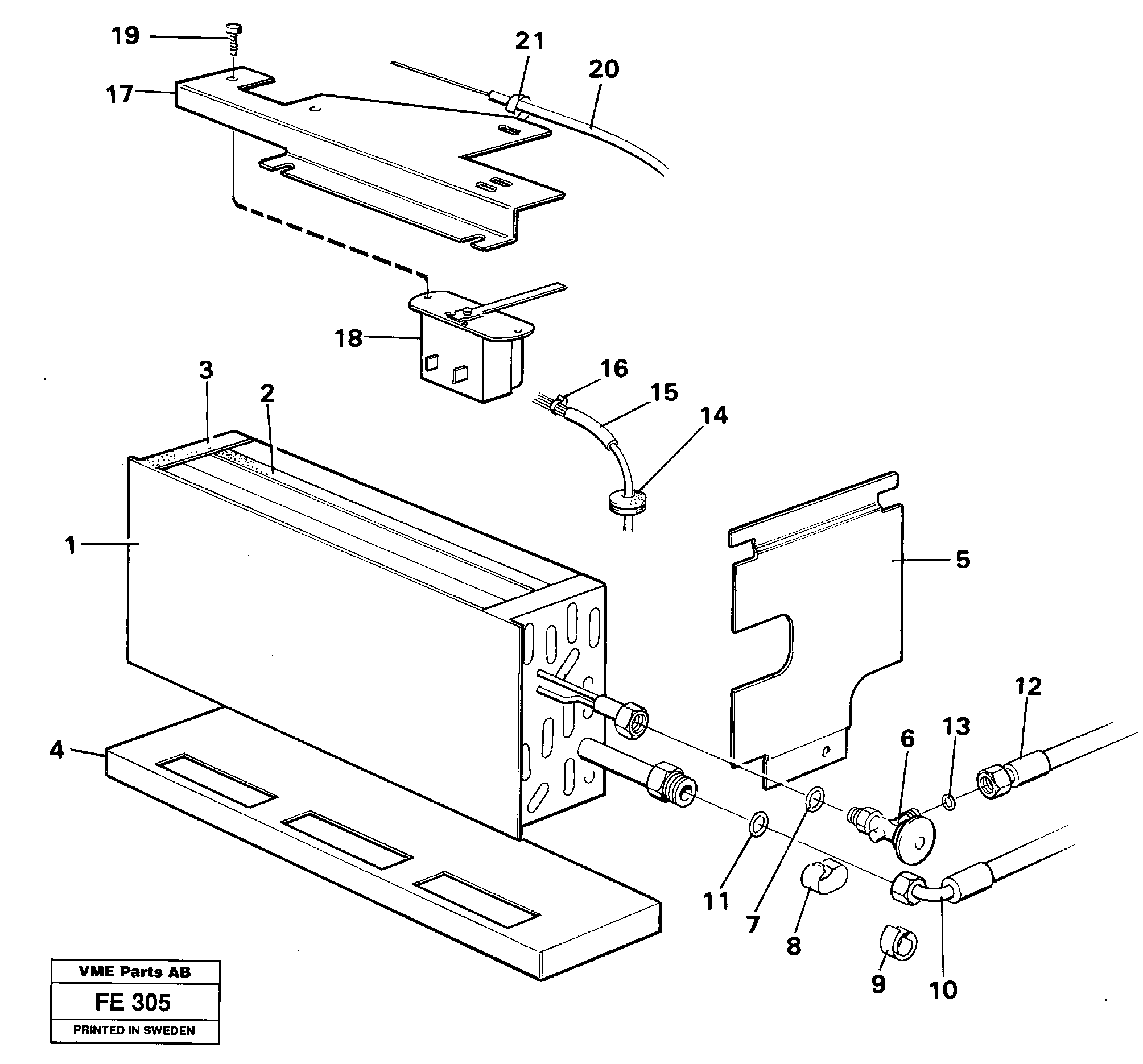 Evaporator with fitting parts  14254365, 14265597 — volvo parts diagram
