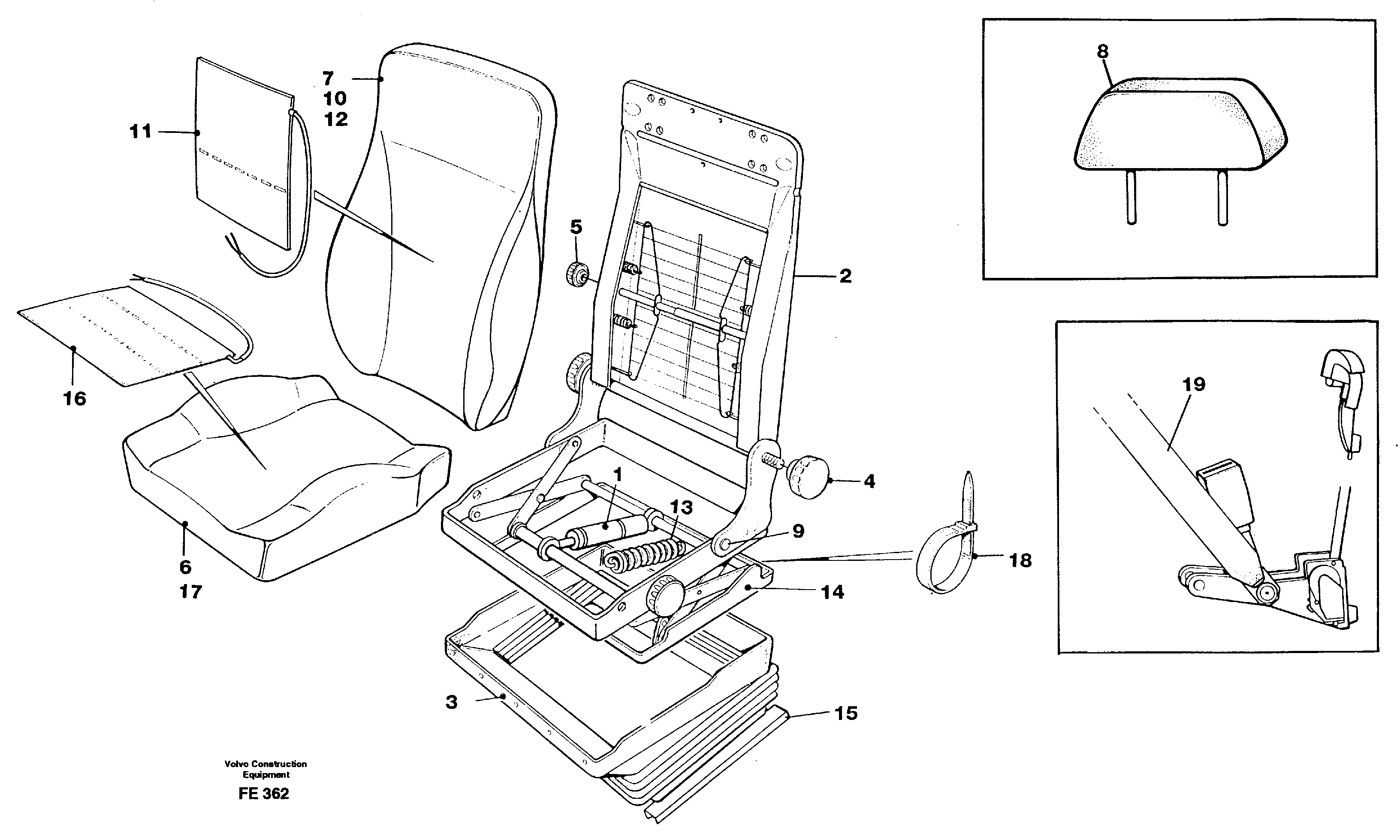 Operator's seat Be-ge  SER NO 434 - — volvo parts diagram