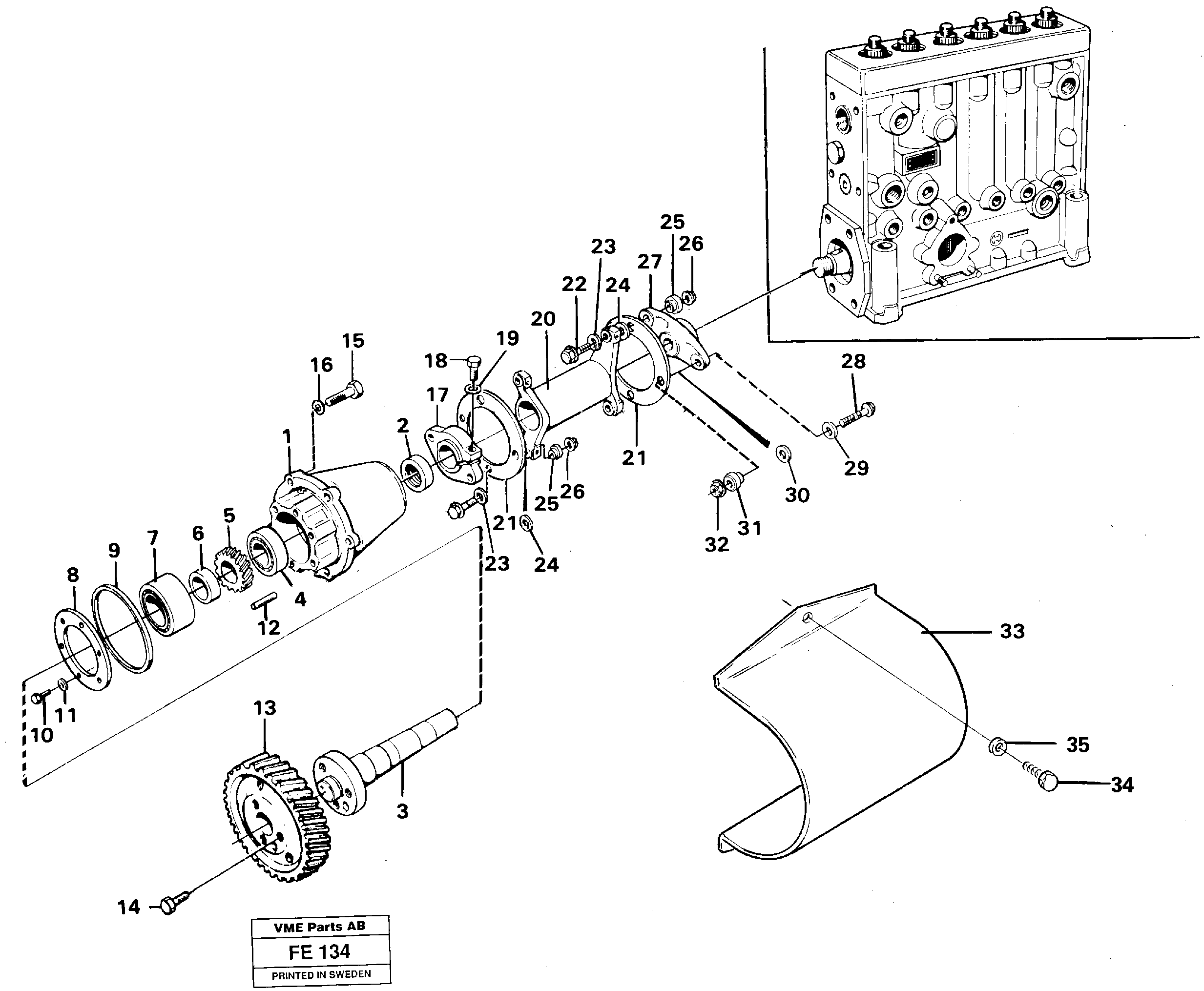 Injection pump with drive — volvo parts diagram