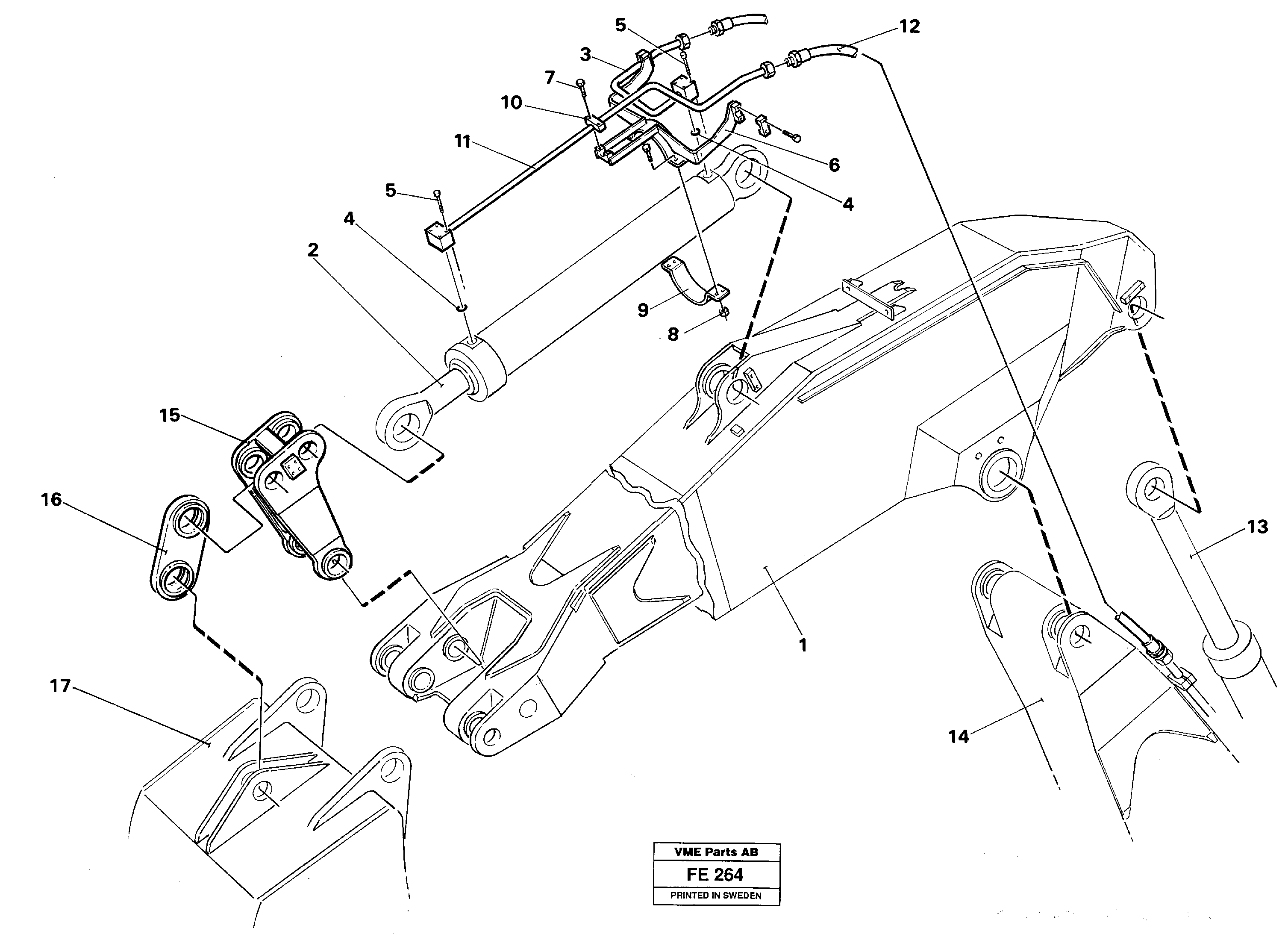 Hydraulic system, dipper arm 4.0 m  14257364 — volvo parts diagram