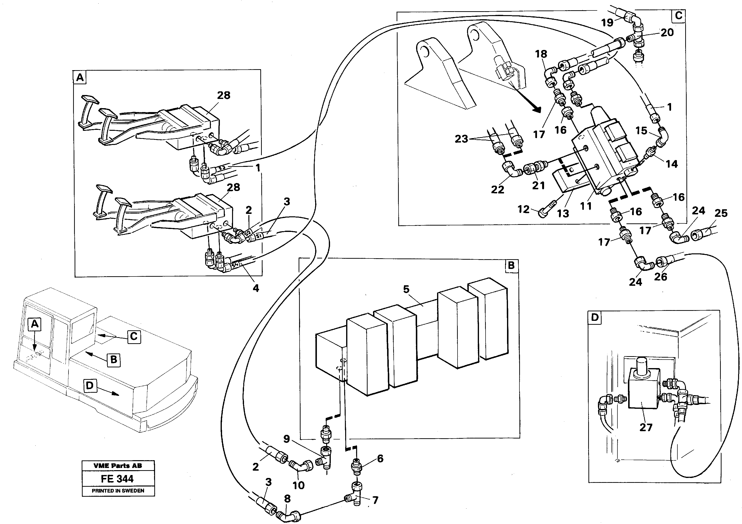 Hydraulic sytem, rotating equipment  14263316 — volvo parts diagram