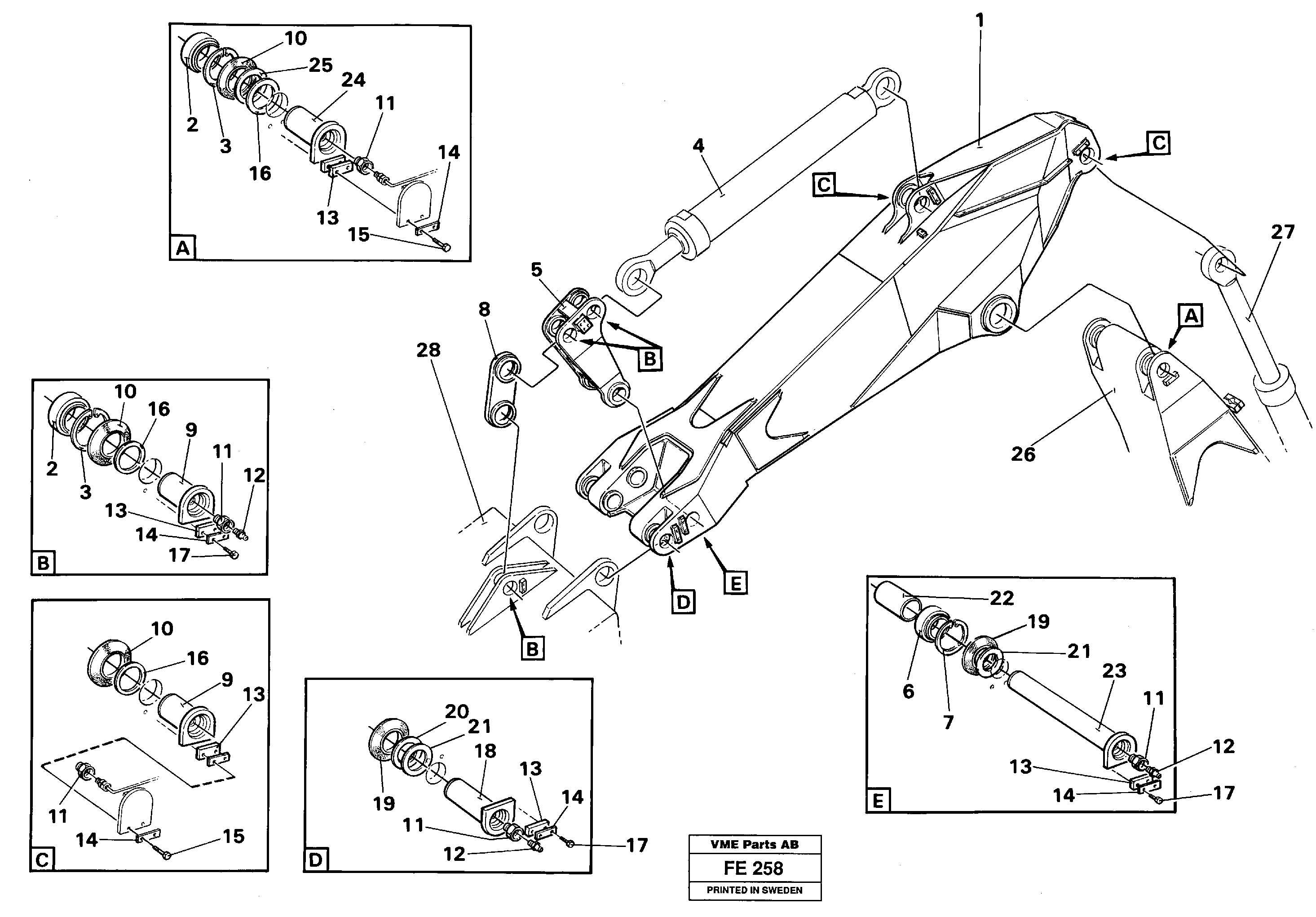 Backhoe dipper incl. connections, 3.0 m  14257638 — volvo parts diagram