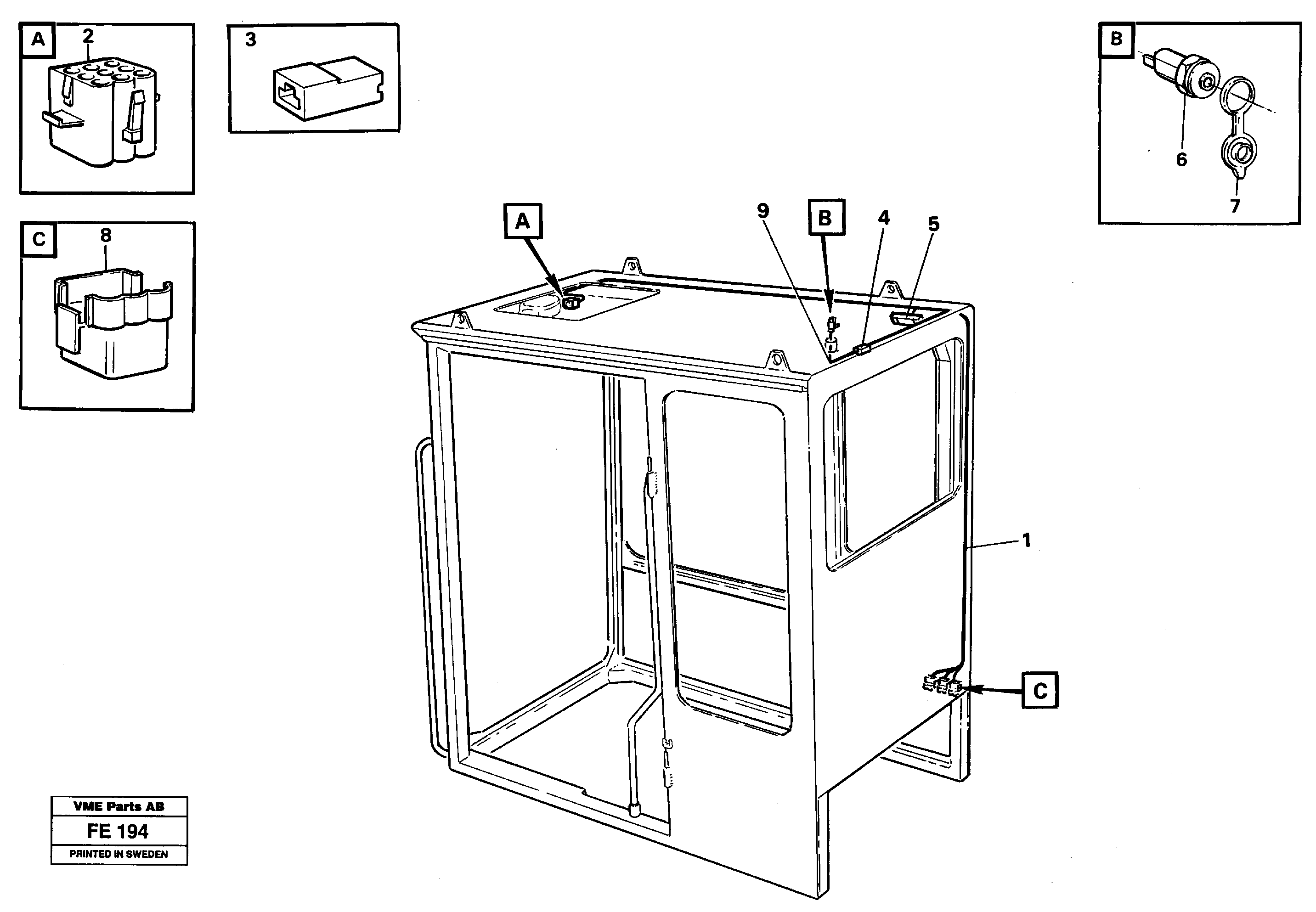 Cable harnesses, cab — volvo parts diagram