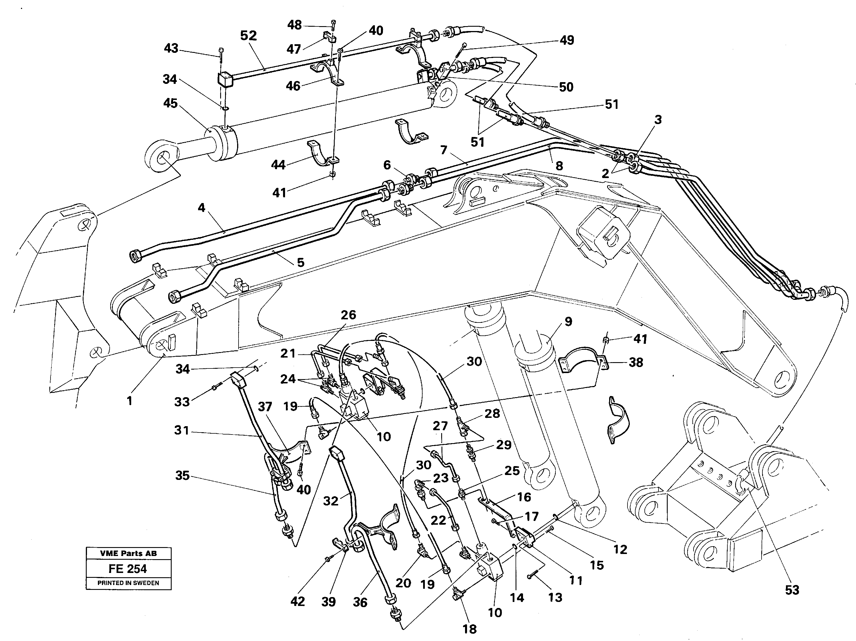 Hydraulic system, backhoeboom 7.30 m  14257558 — volvo parts diagram