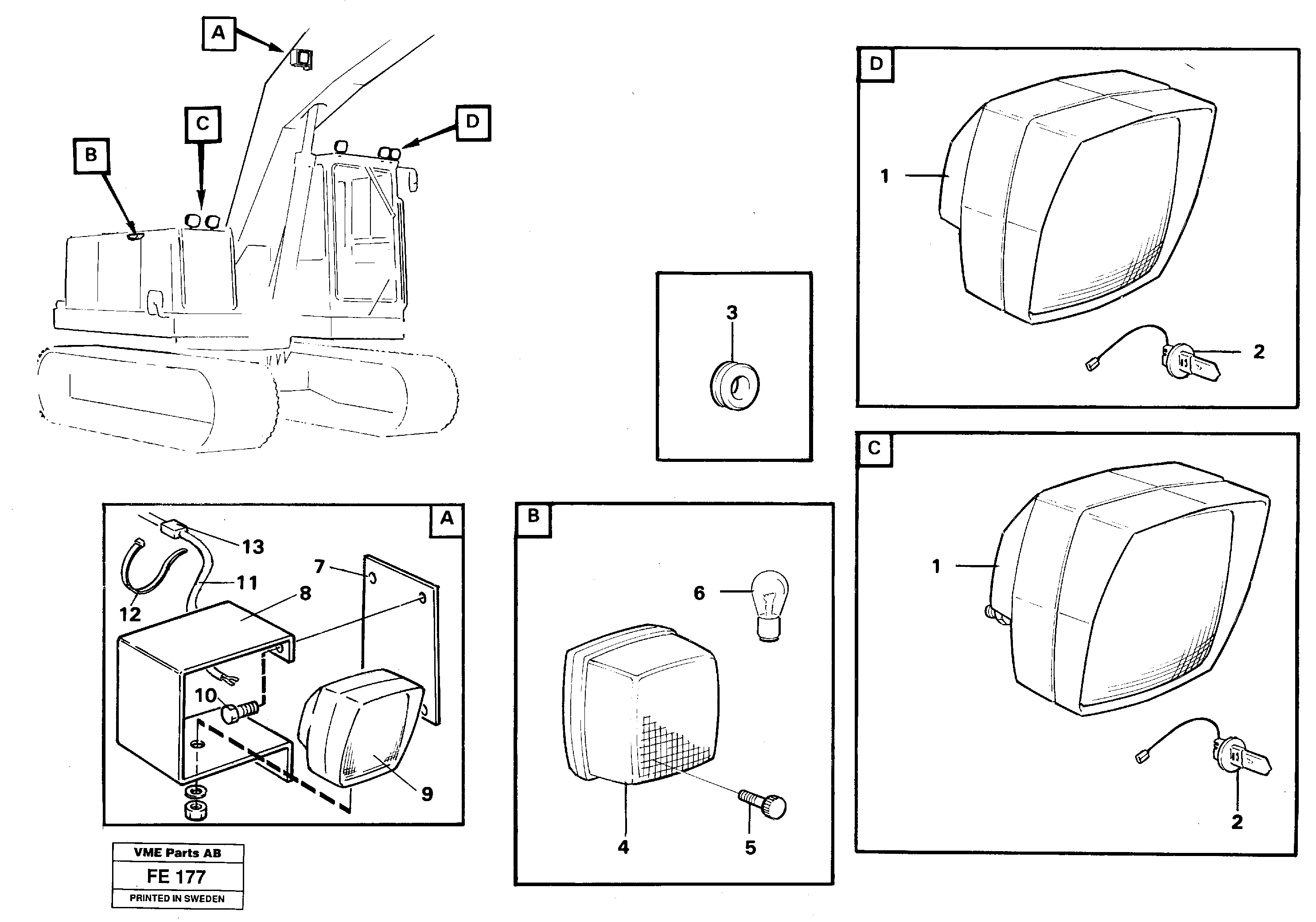 Lighting, front, boom — volvo parts diagram