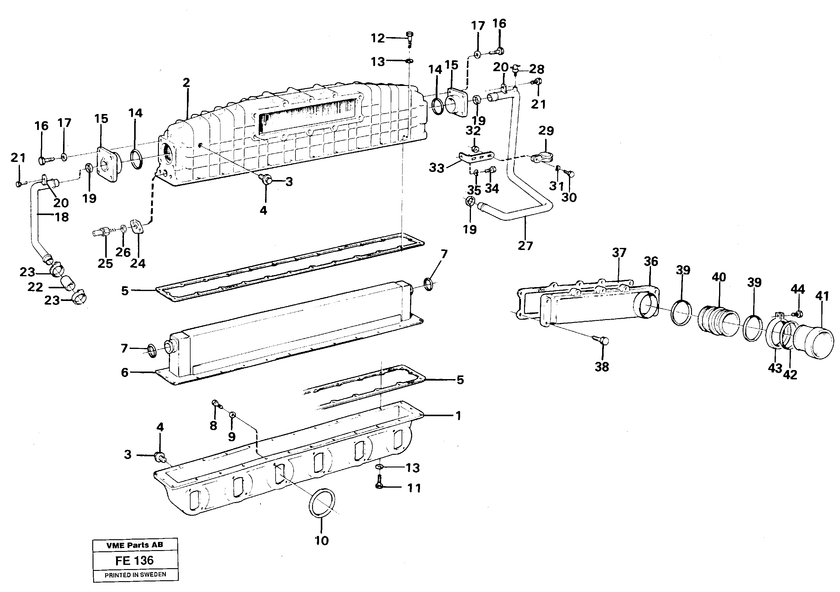 Induction manifold with fitting parts — volvo parts diagram