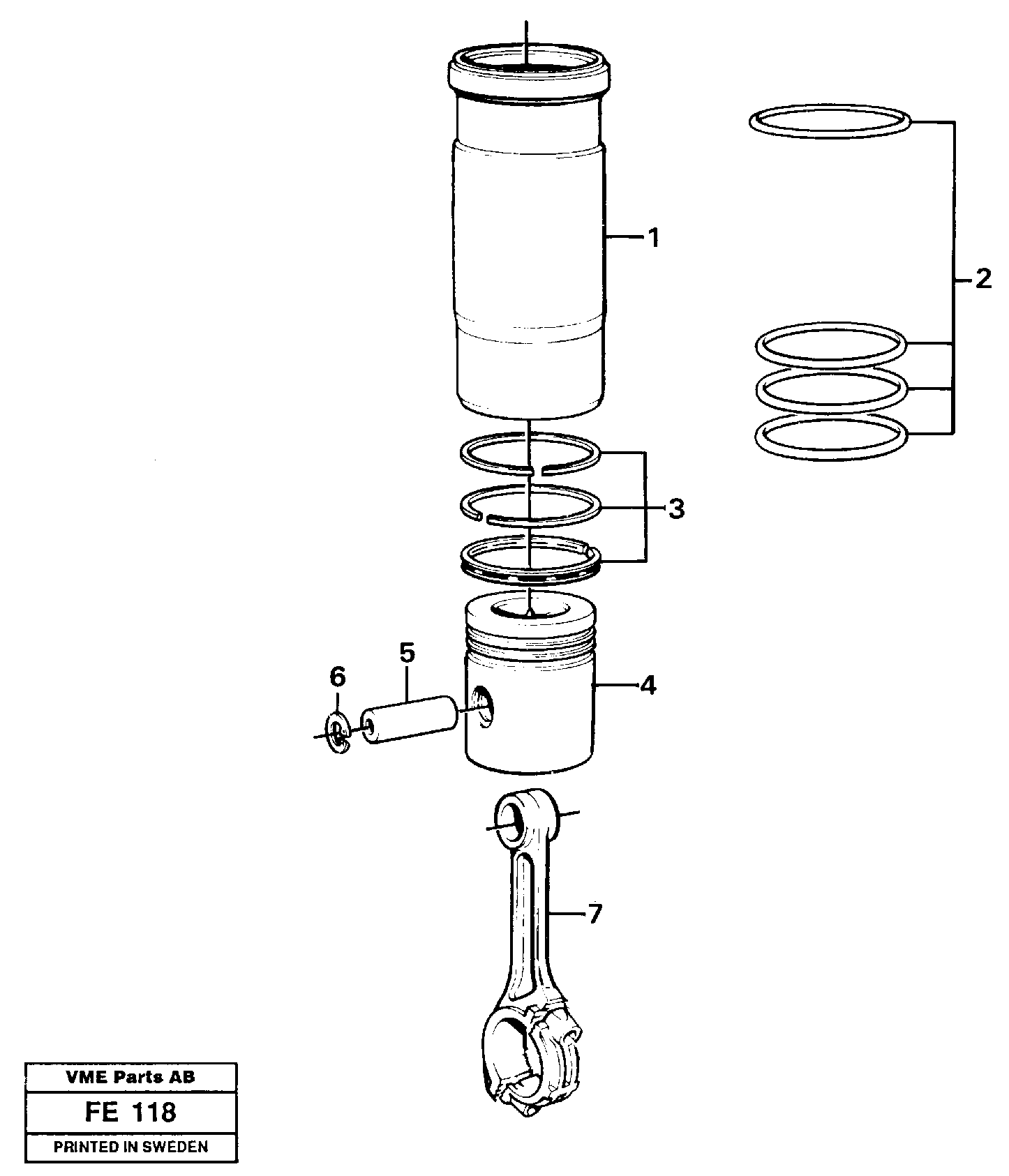 Cylinder liner and piston — volvo parts diagram