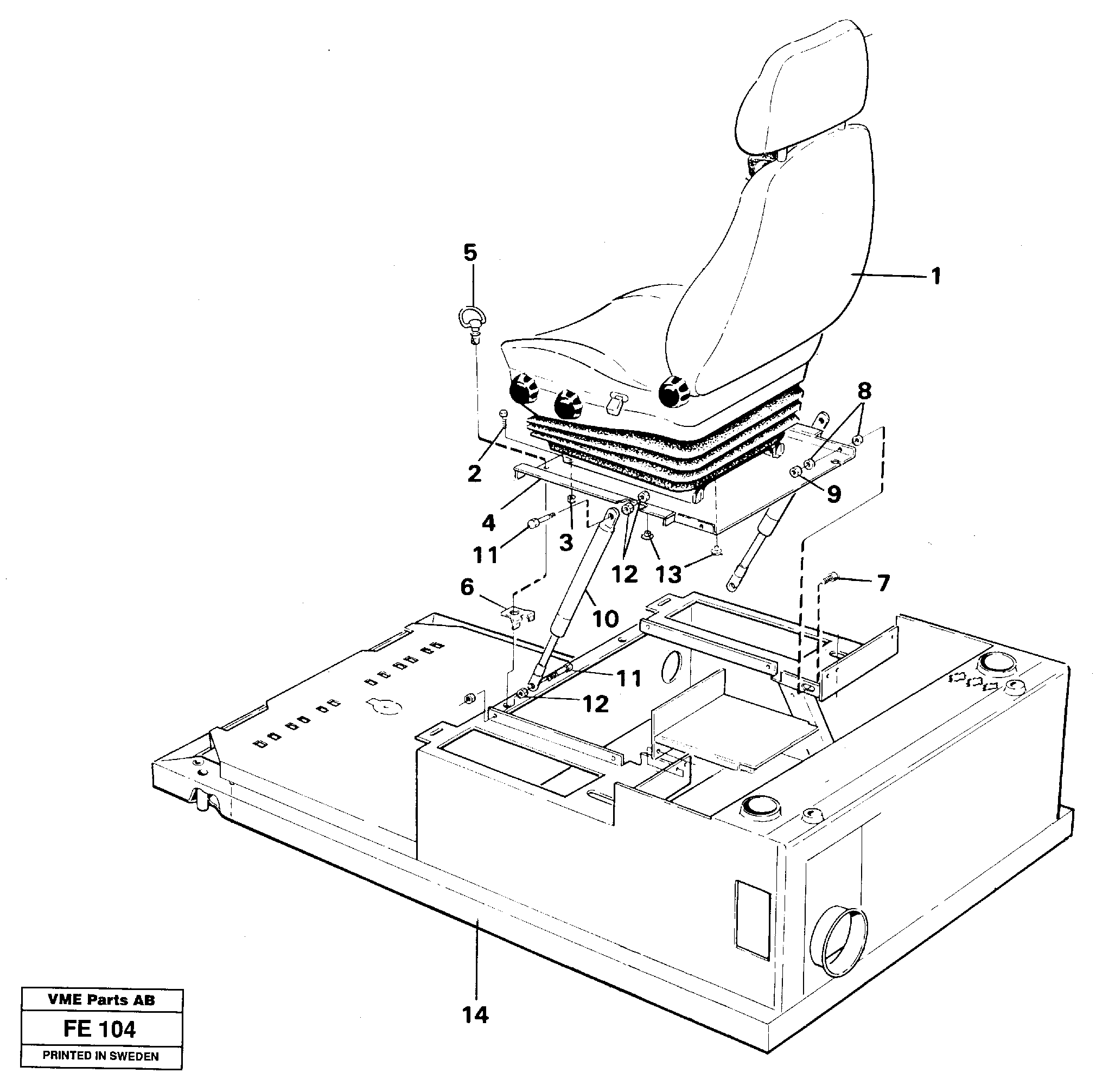 Drivers seat with fitting part — volvo parts diagram