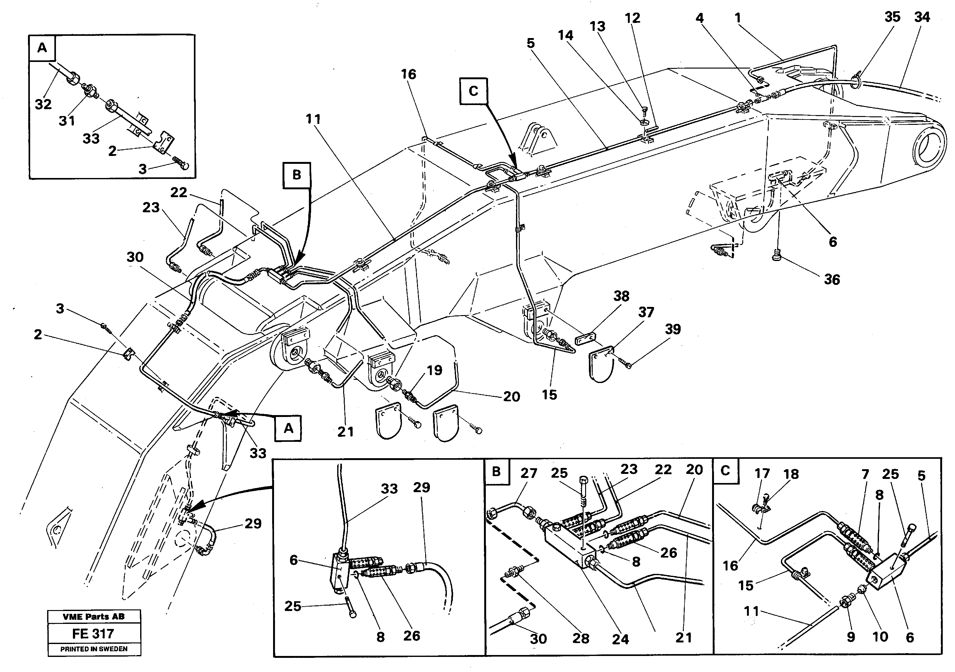 Aut. lubricating system, Front shovel equipment  14258436 — volvo parts diagram