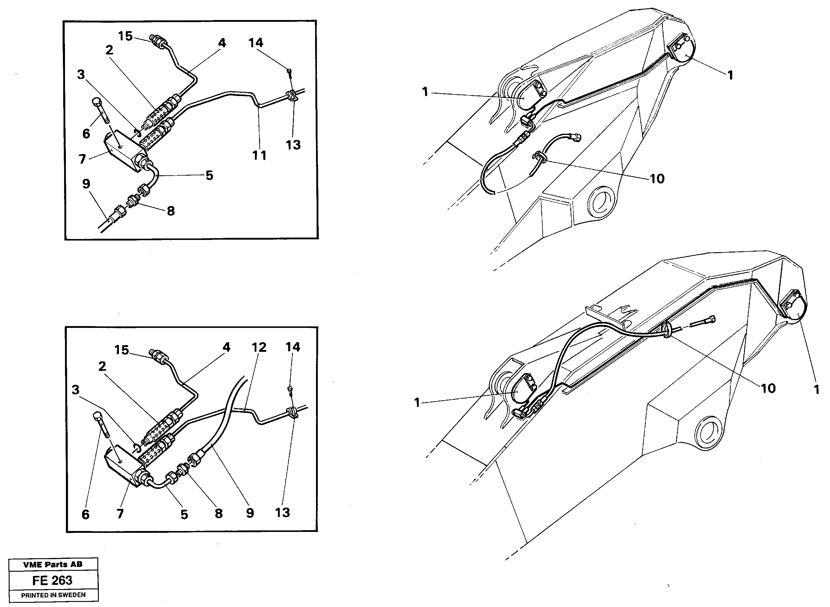 Automatic dipper lubrication, 3.0 m/ 4.0 m — volvo parts diagram