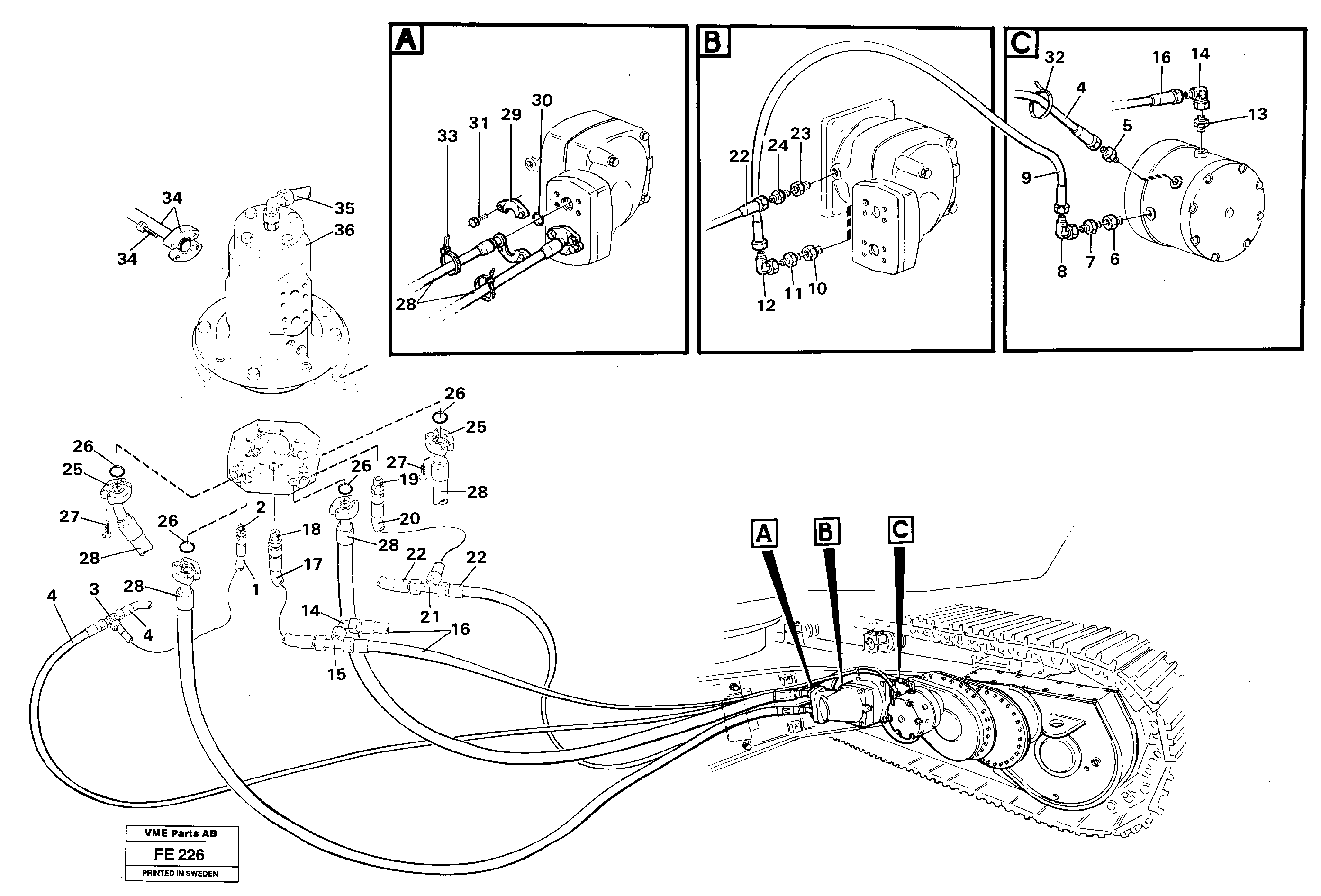 Travel motor hydraulics, undercarriage — volvo parts diagram