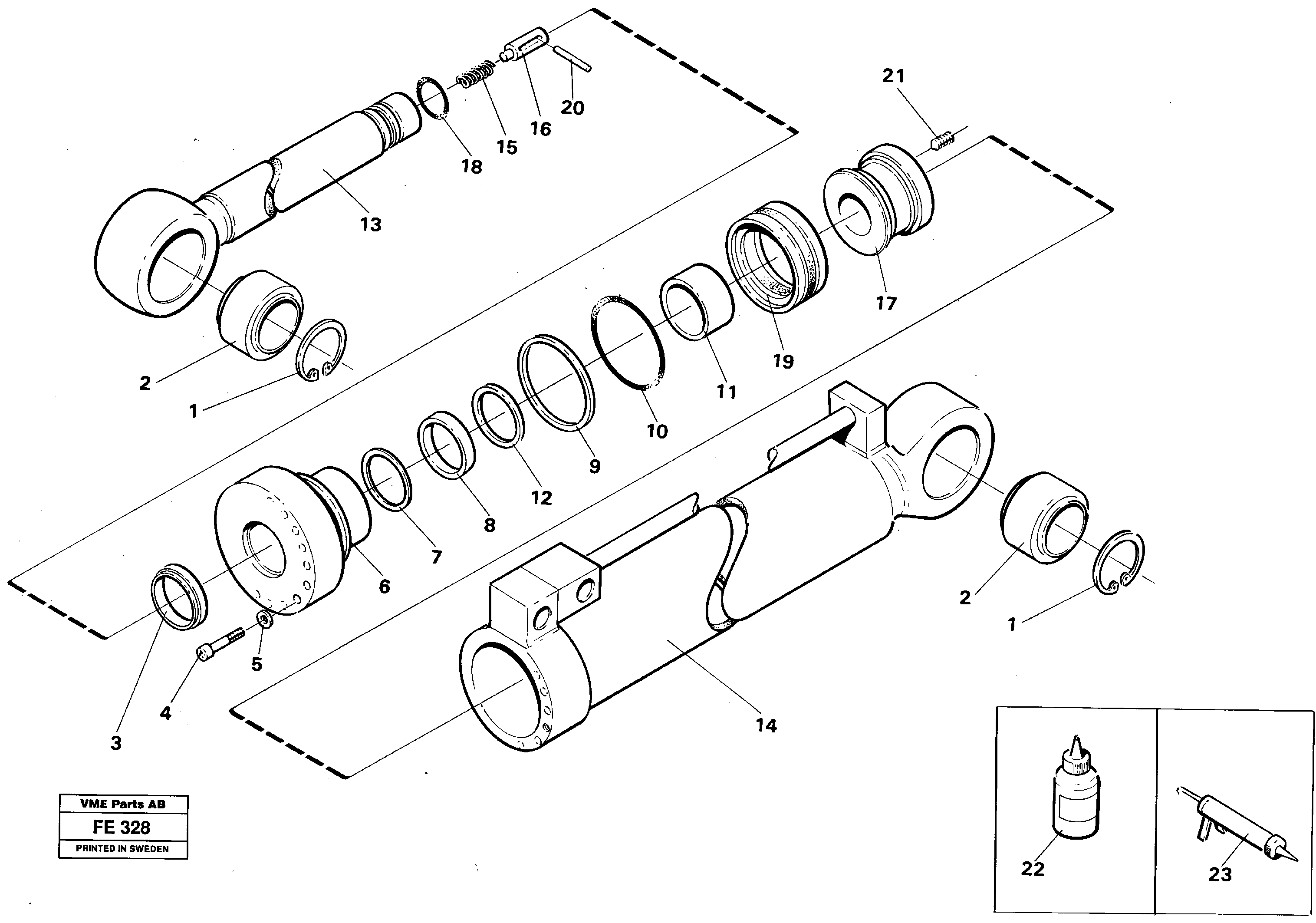 Visor cylinder, front loading equ.  SER NO 414- — volvo parts diagram