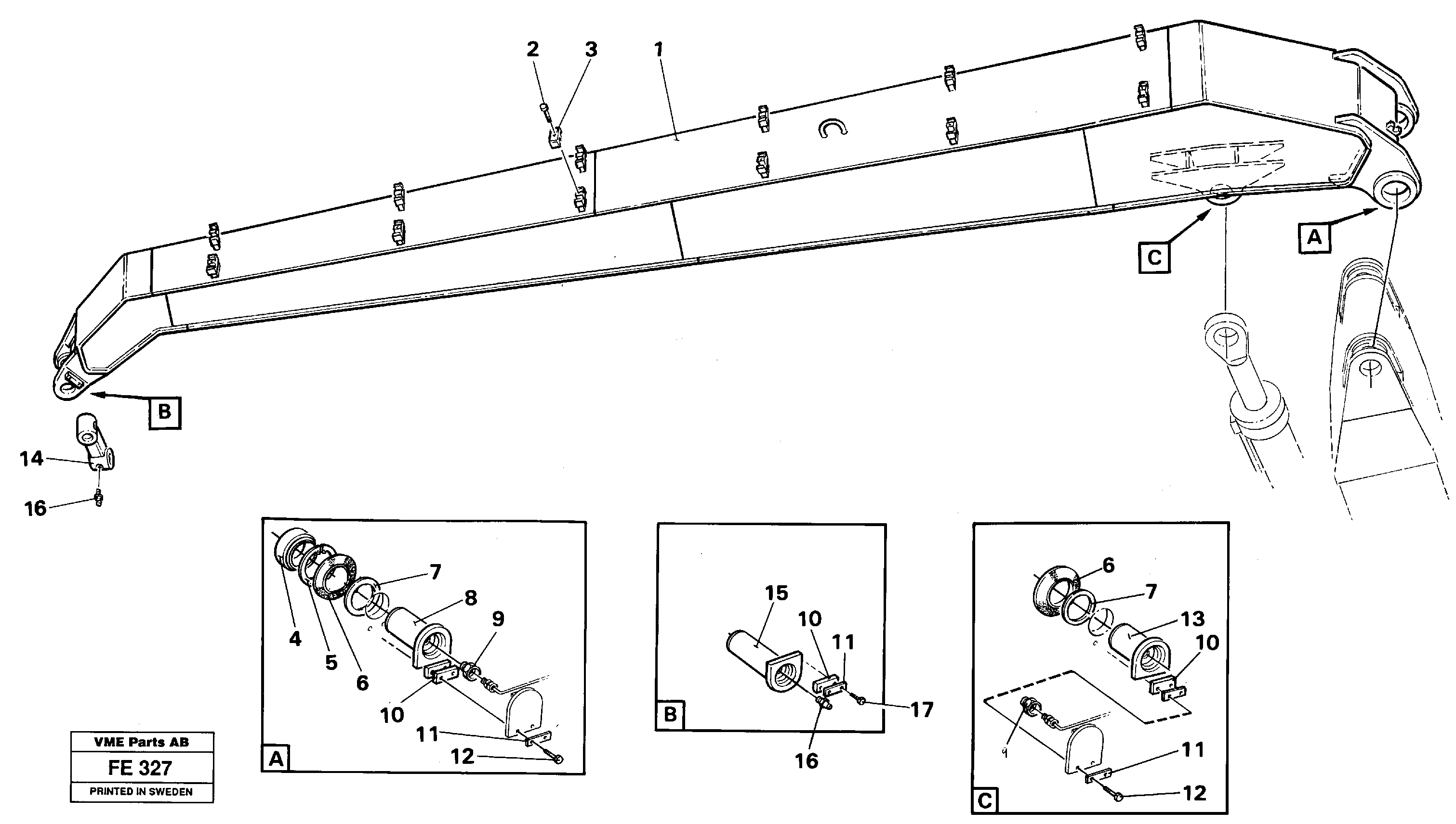 Dipper arm incl. attachements, handling equipment  14263172 — volvo parts diagram