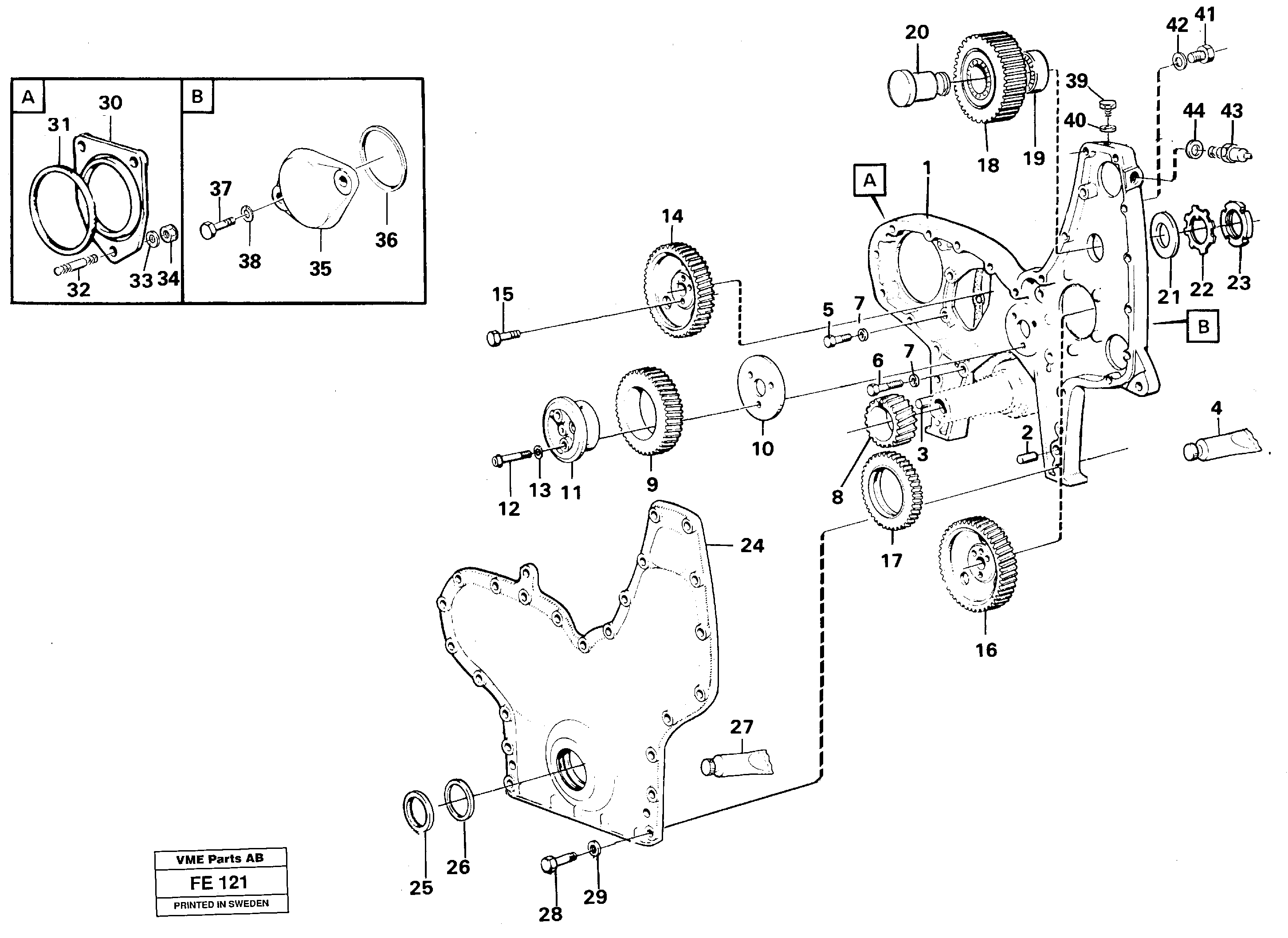 Timing gear casing — volvo parts diagram