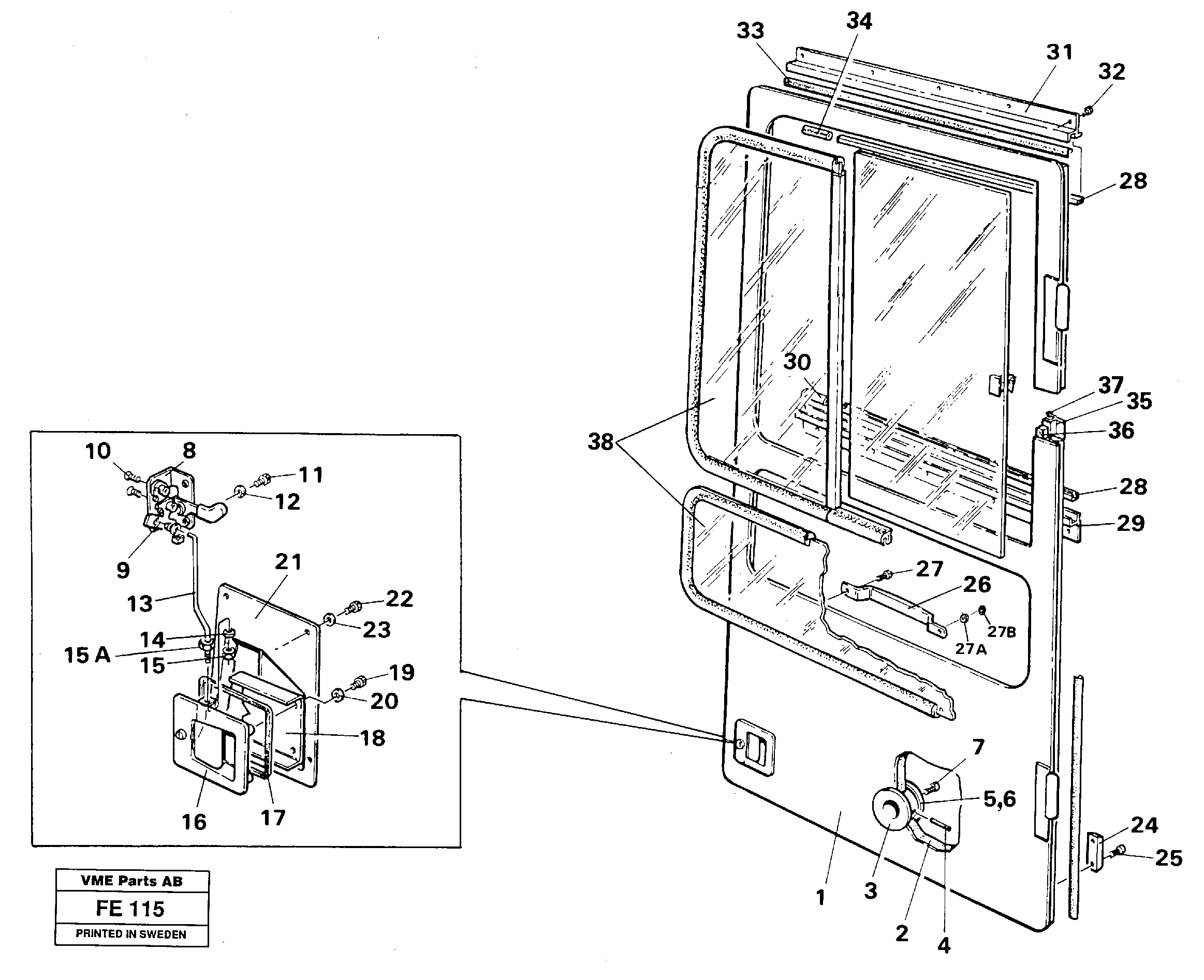 Door, operator's cab — volvo parts diagram