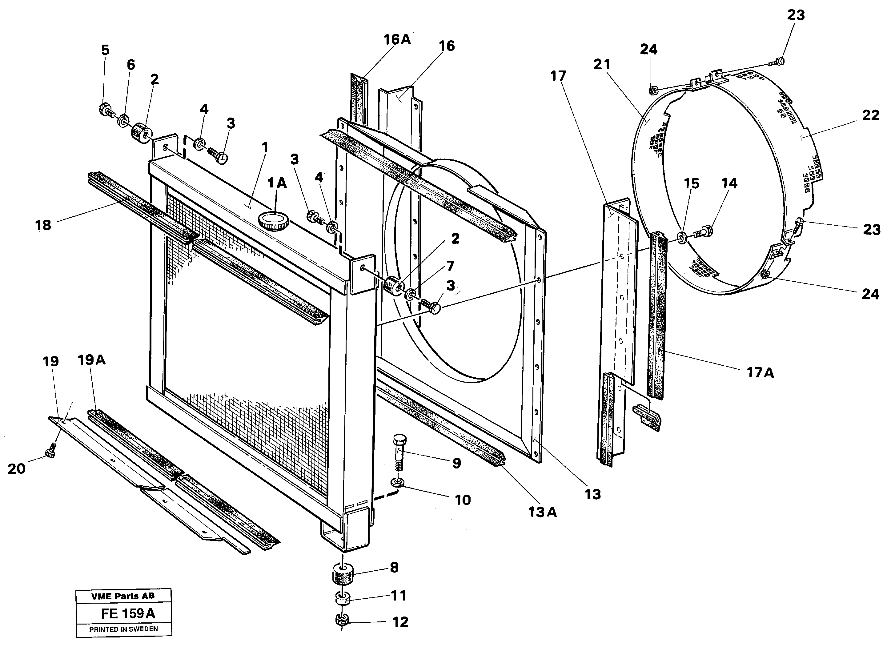 Radiator with fitting parts — volvo parts diagram
