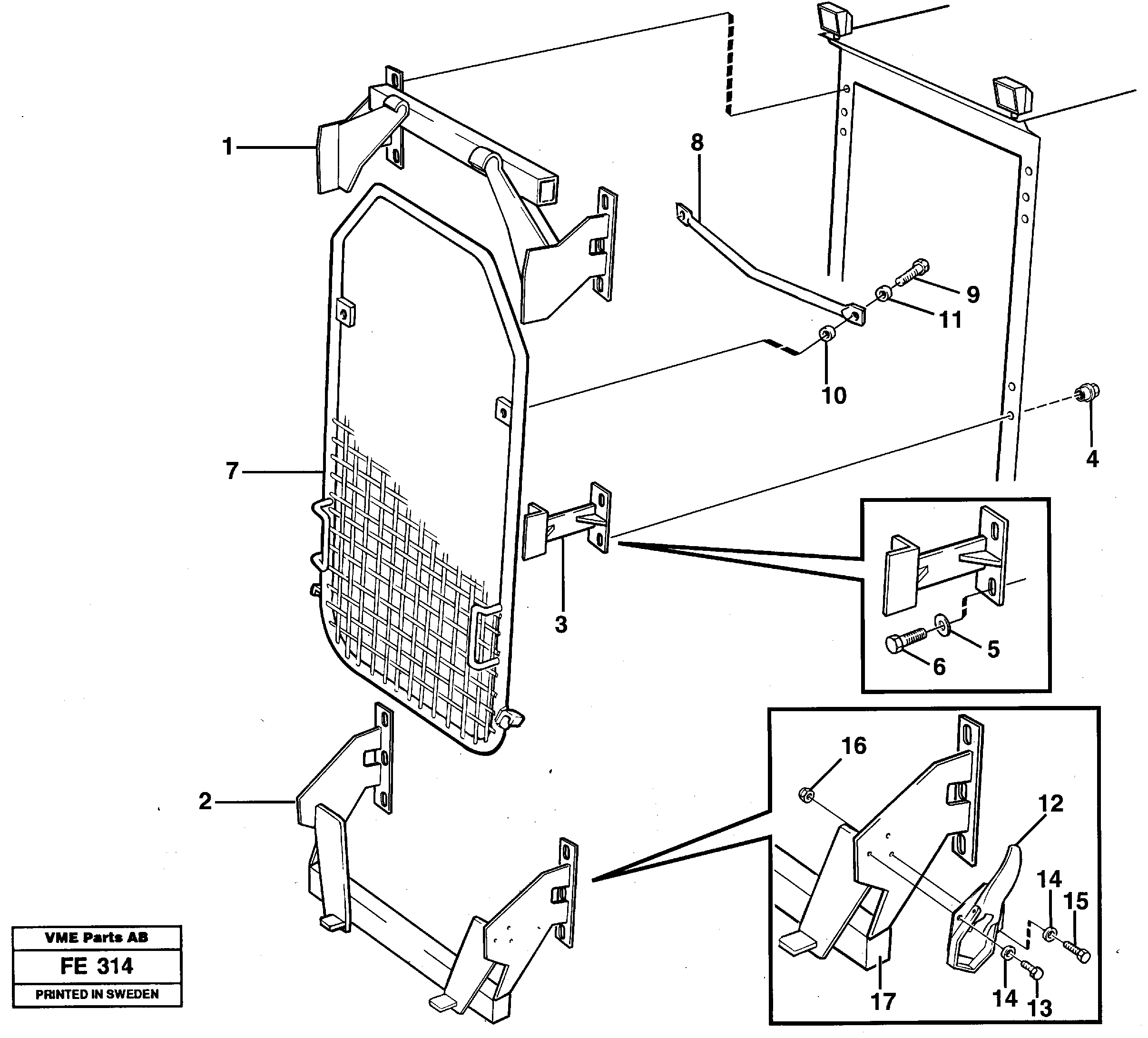 Windscreen protection  14259352 20x20x3 mm, 14262775 40x40x5 mm — volvo parts diagram
