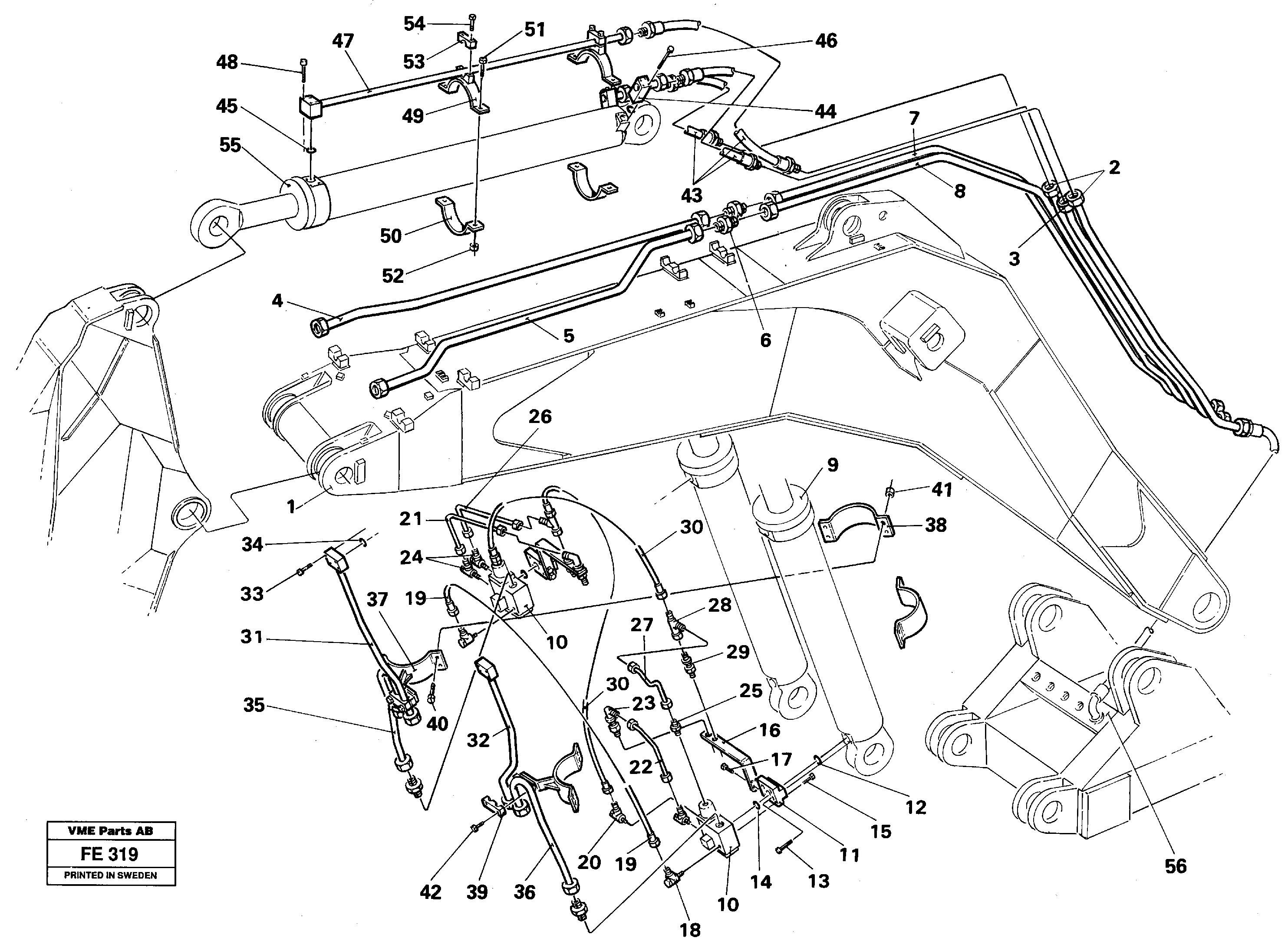 Hydraulic system, backhoeboom, Mass Excavation  14252095 — volvo parts diagram