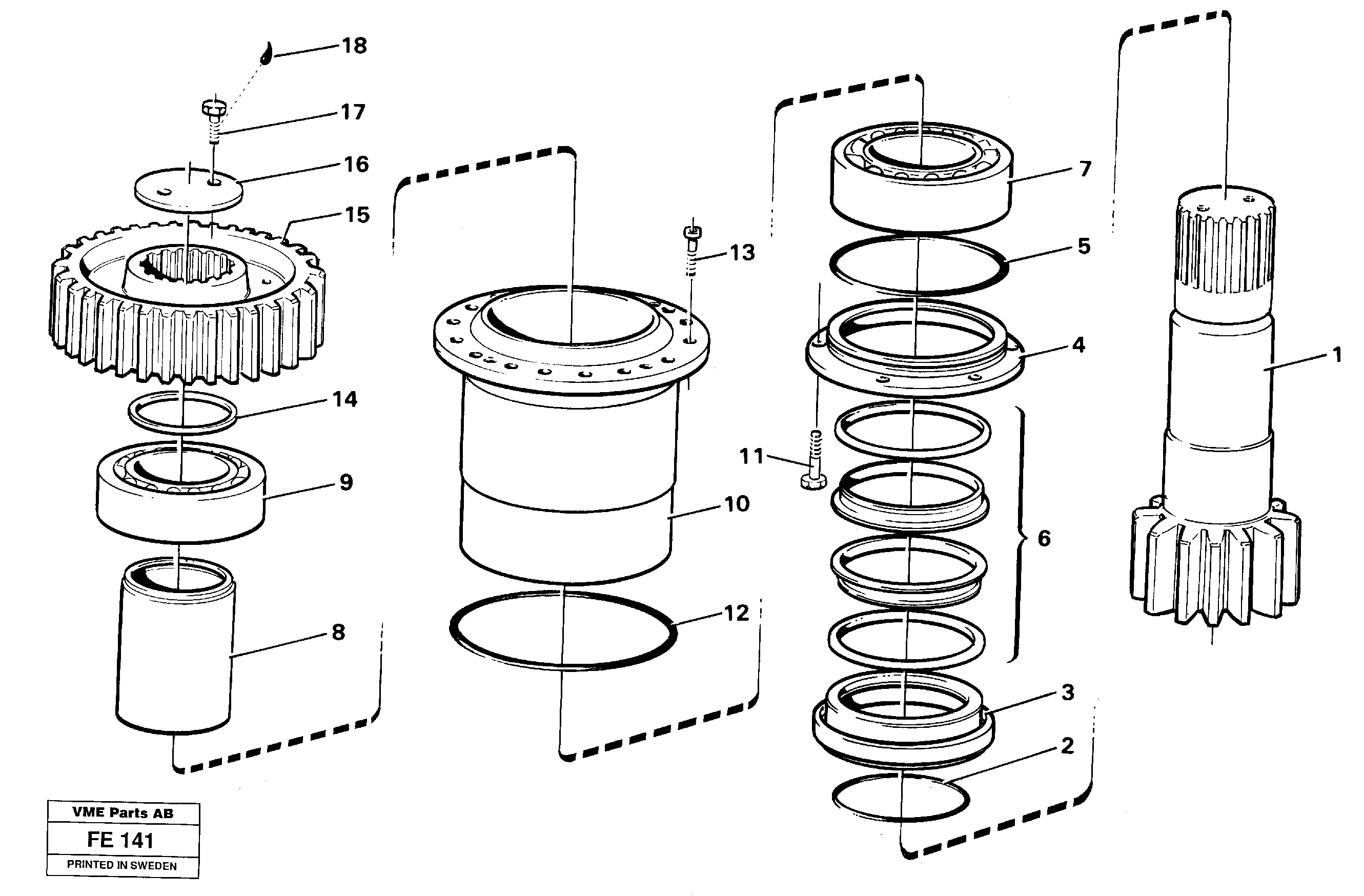 Slew drive shaft — volvo parts diagram