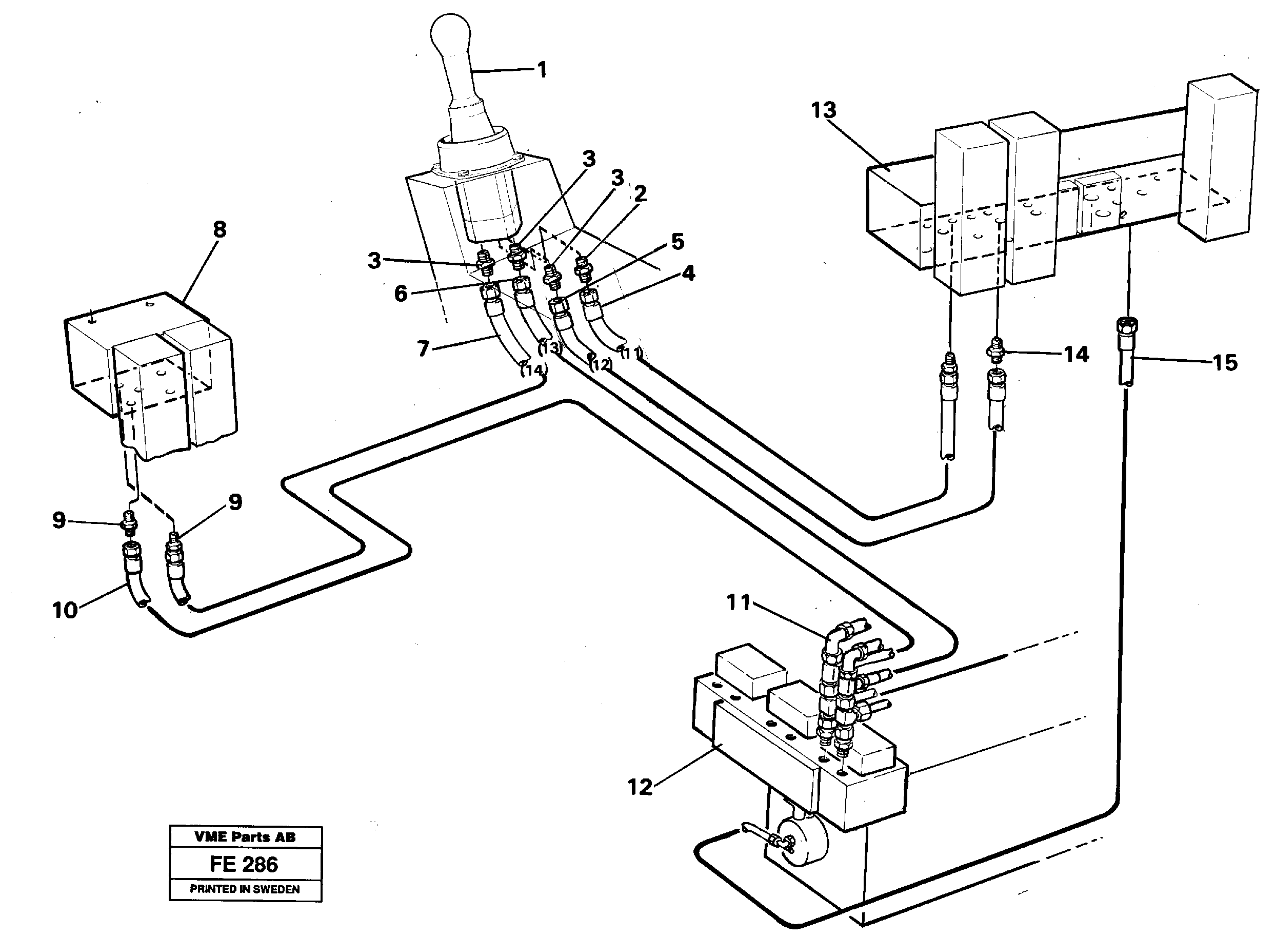 Servo hydraulics, dipper arm — volvo parts diagram