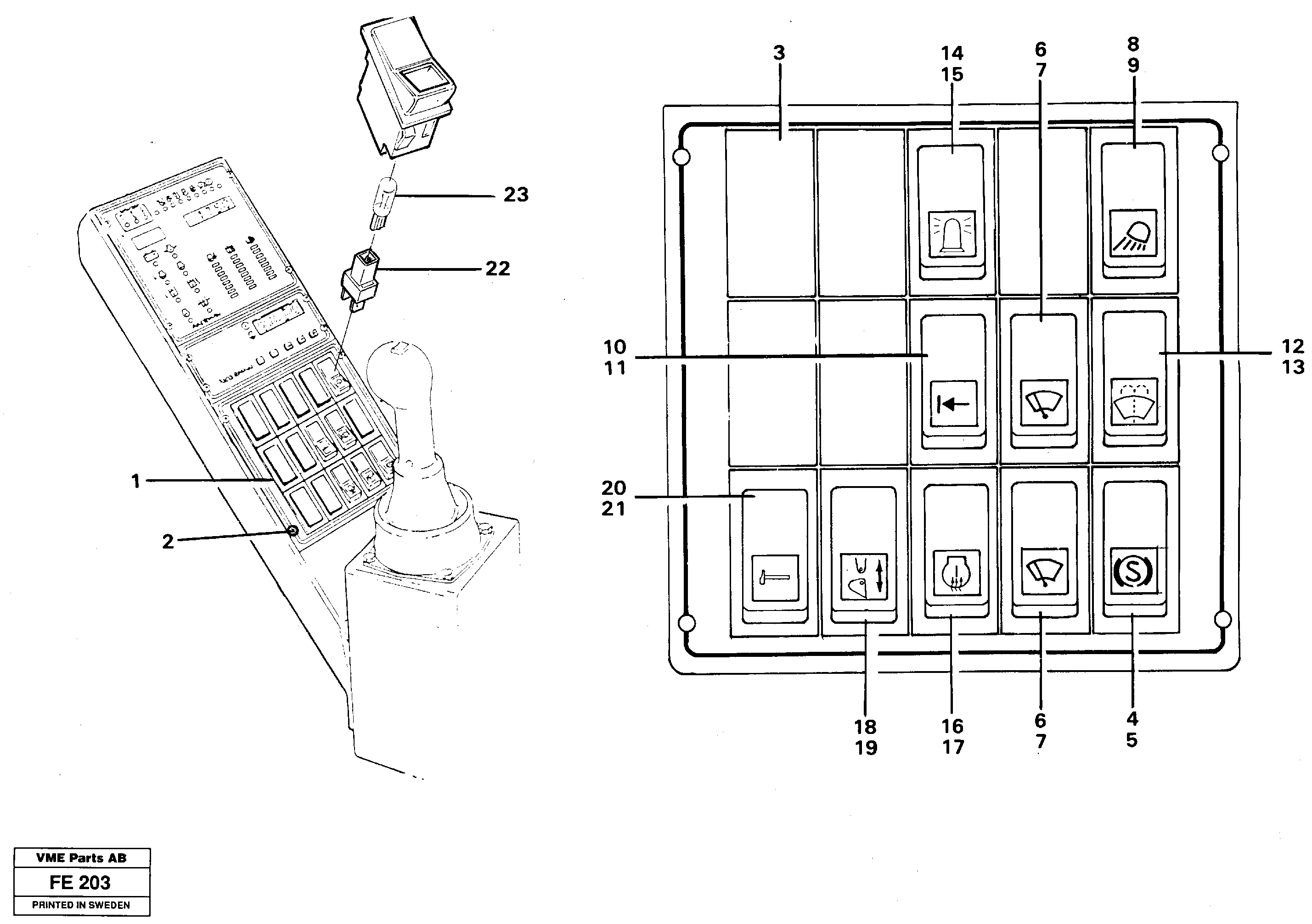 Toggle switch panel — volvo parts diagram
