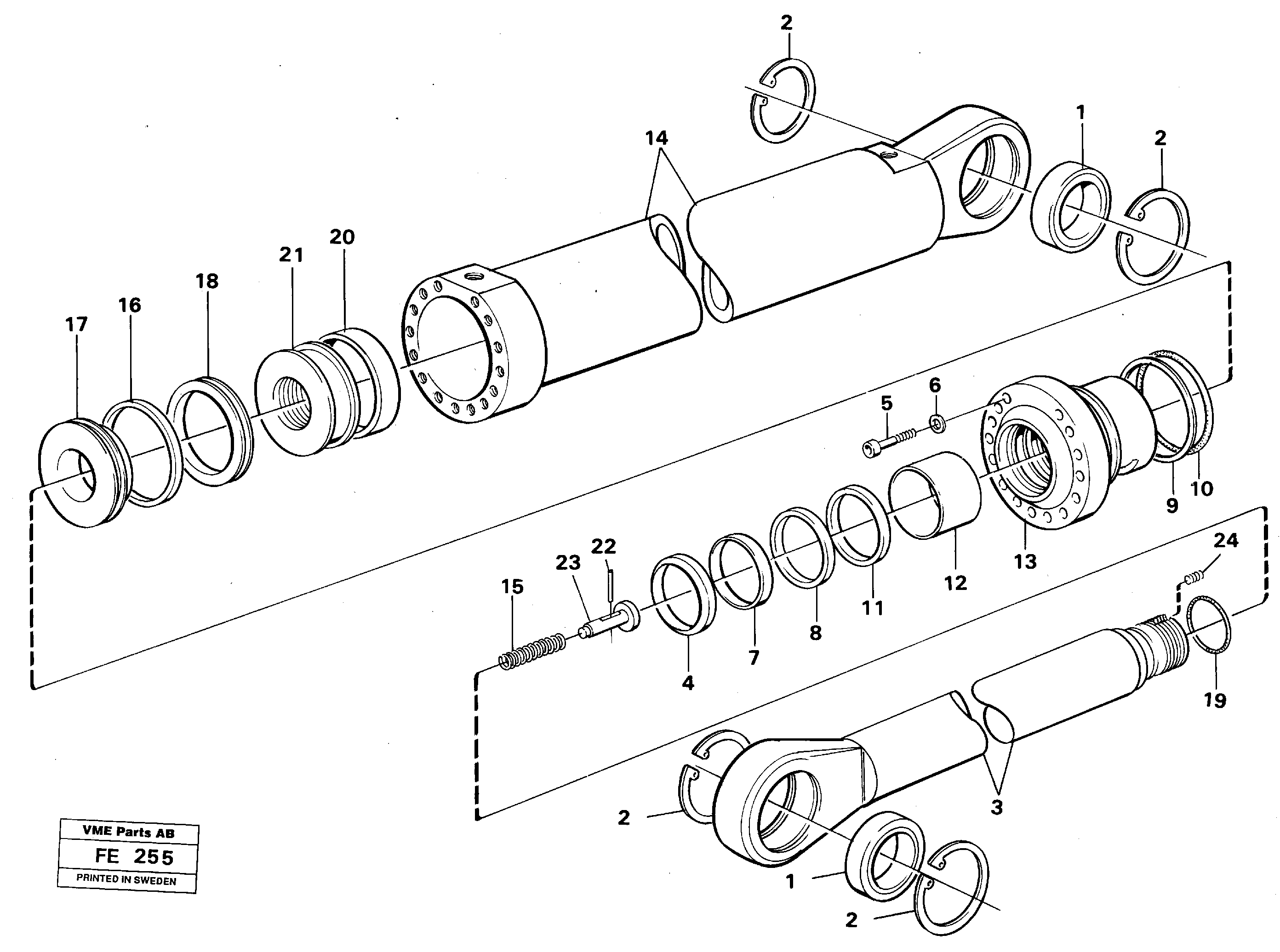 Boom- and bucket cylinder  14257558, 14257638 — volvo parts diagram