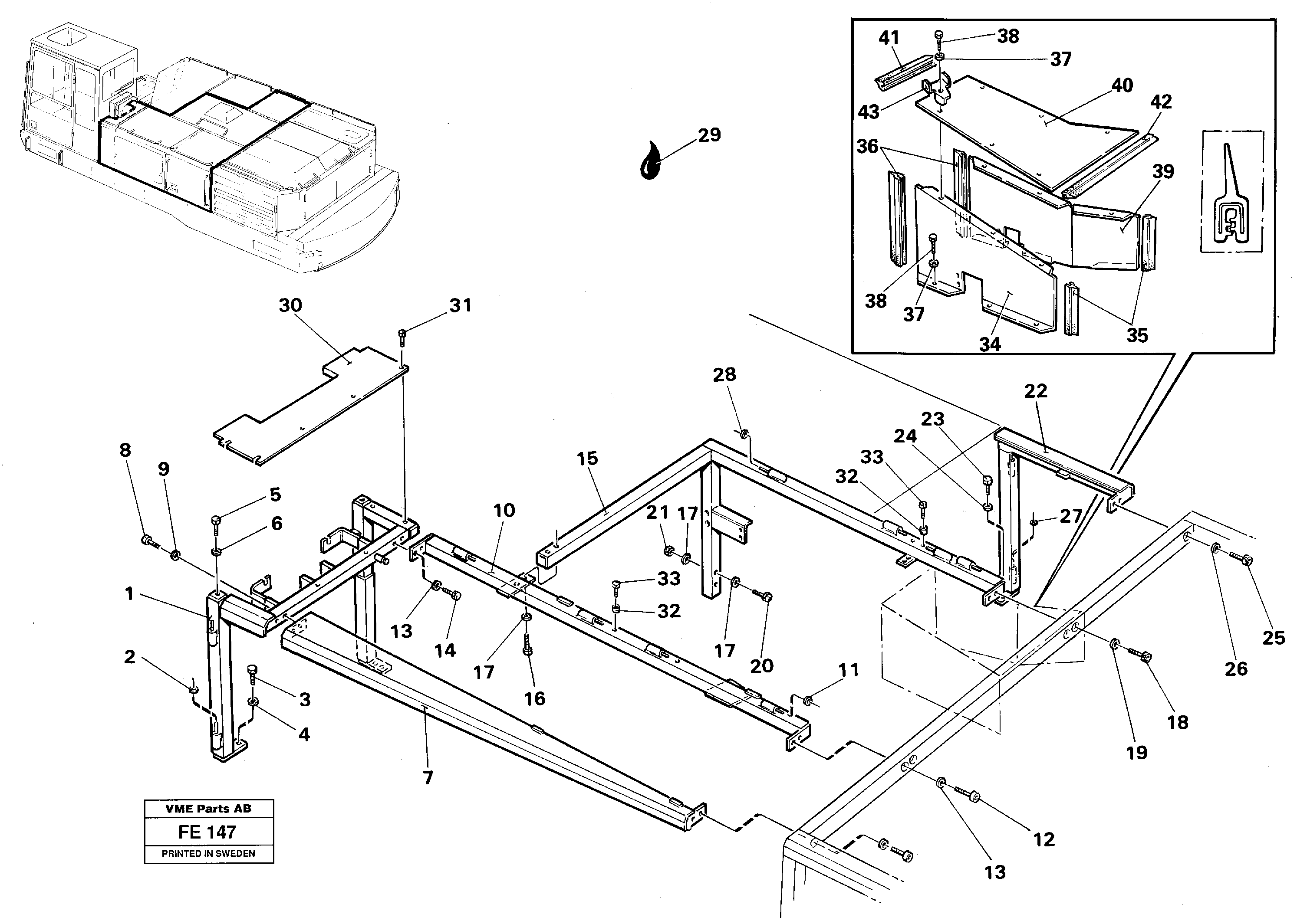 Support, engine cover front — volvo parts diagram
