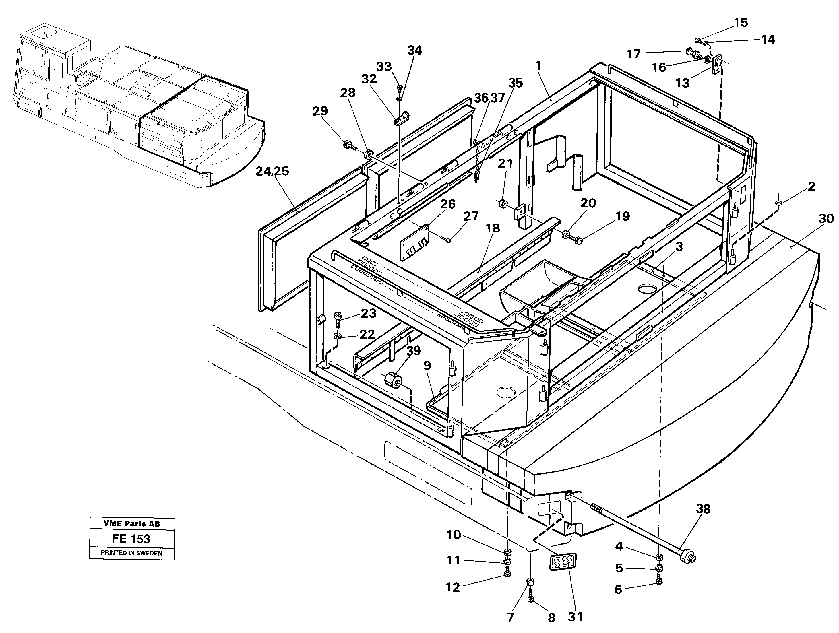 Frame, engine cover rear — volvo parts diagram