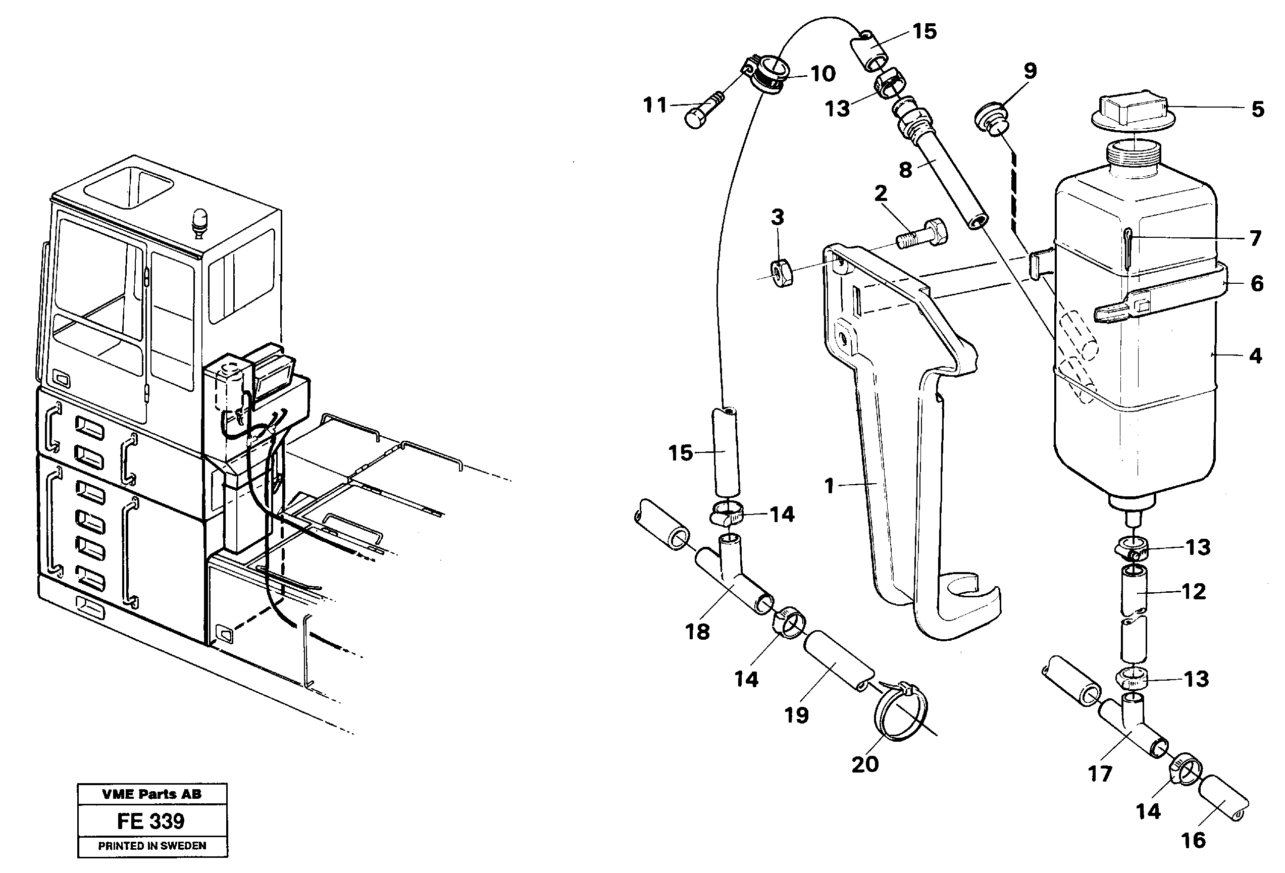 Expansion tank, Cab elevation 1220mm, 1820mm  14262466, 14262616, 14266288, 14266289 — volvo parts diagram