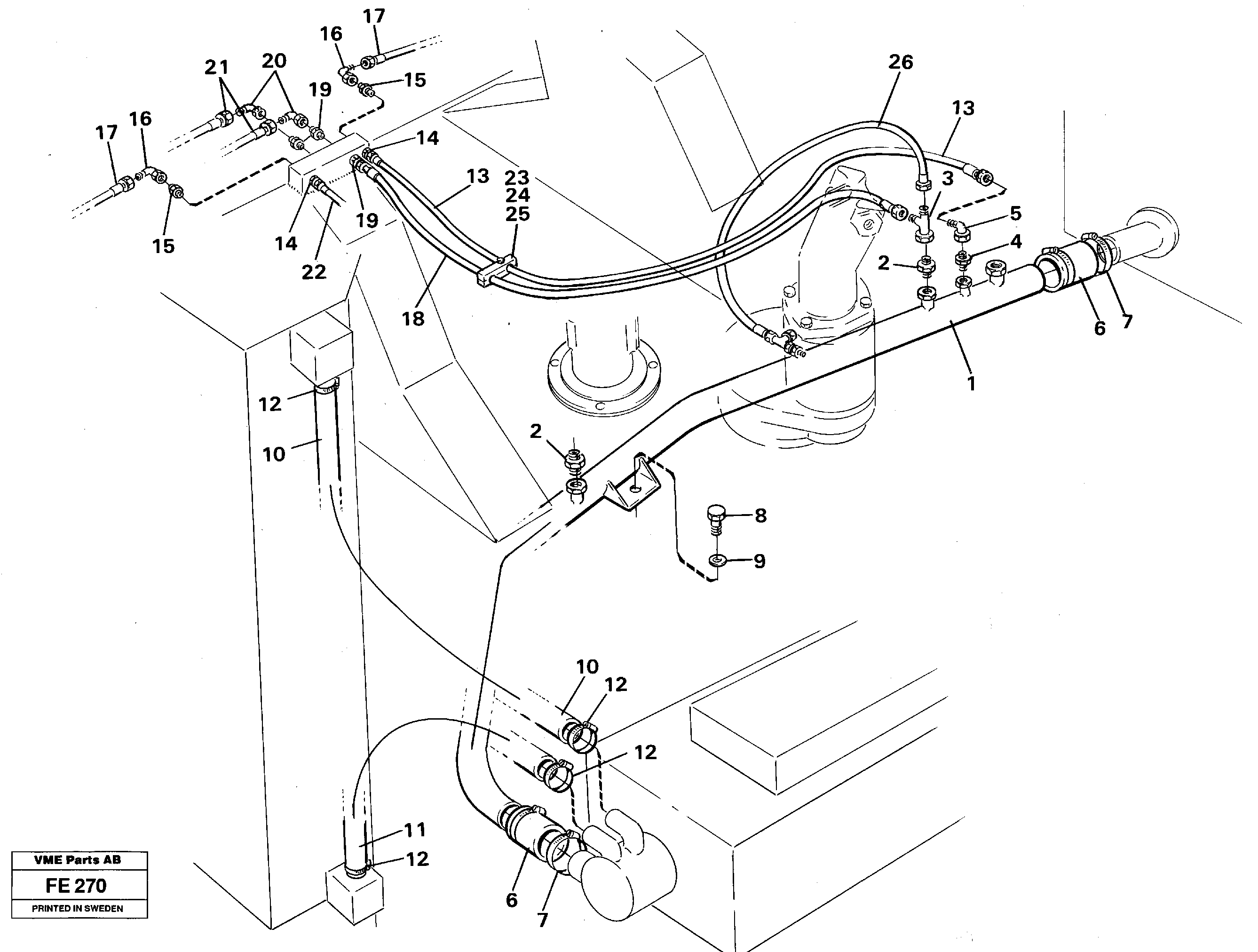 Hydraulic system, return lines — volvo parts diagram